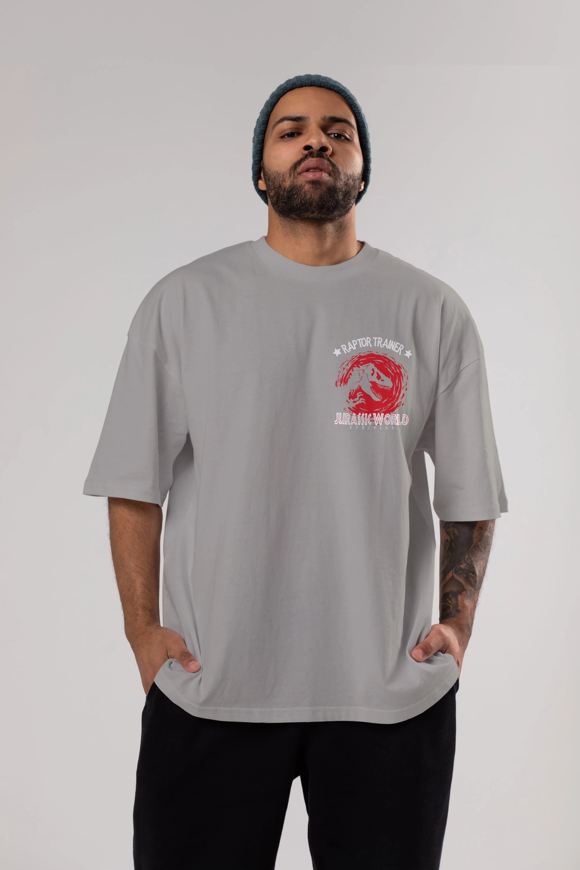 Jurassic Park (3) Ön Sol Baskılı Oversize t-shirt Erkek Kadın Unisex %100 Pamuk Bisiklet Yaka tişort