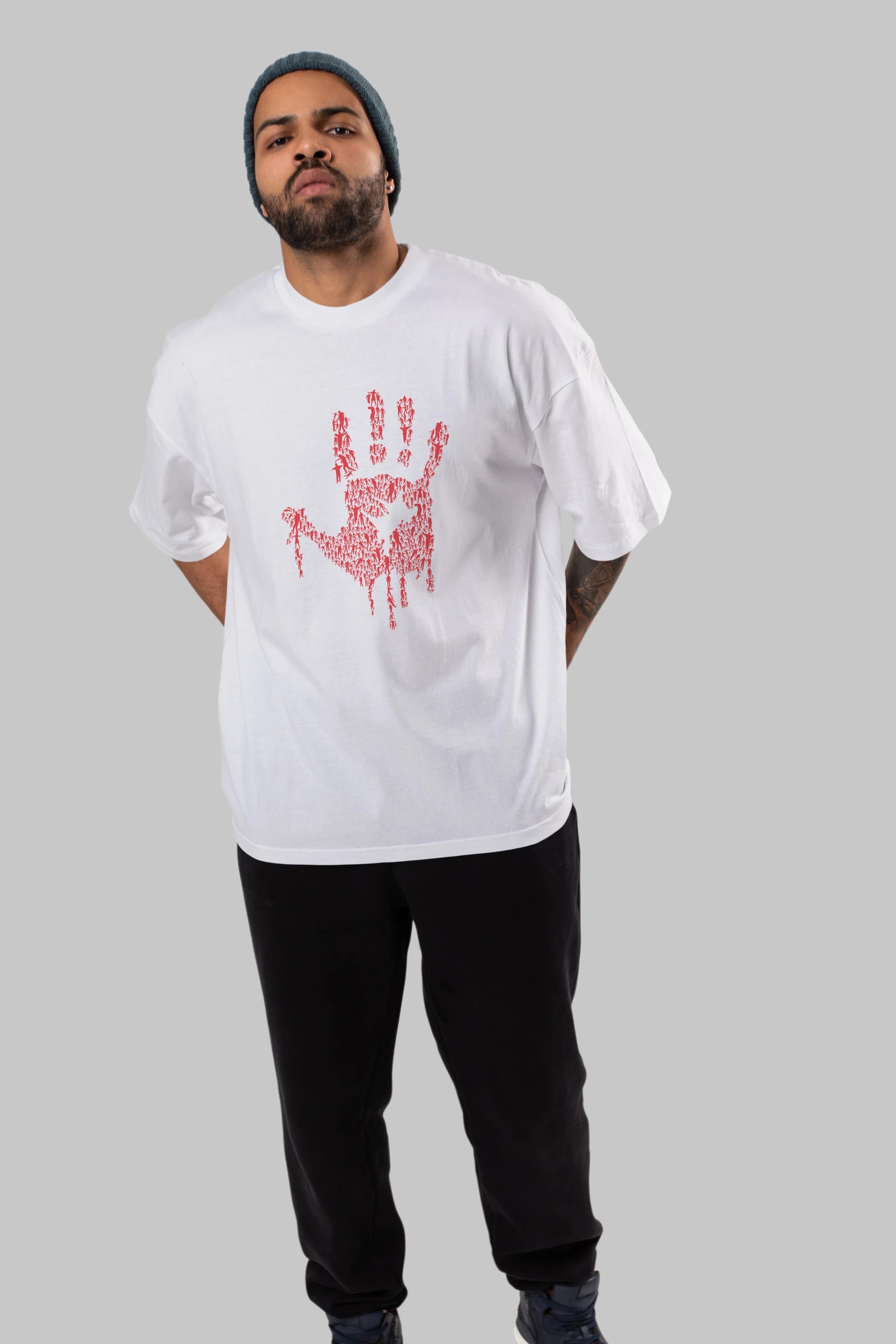 Hand Of Zombies Ön Baskılı Oversize t-shirt %100 pamuk Erkek Kadın Unisex