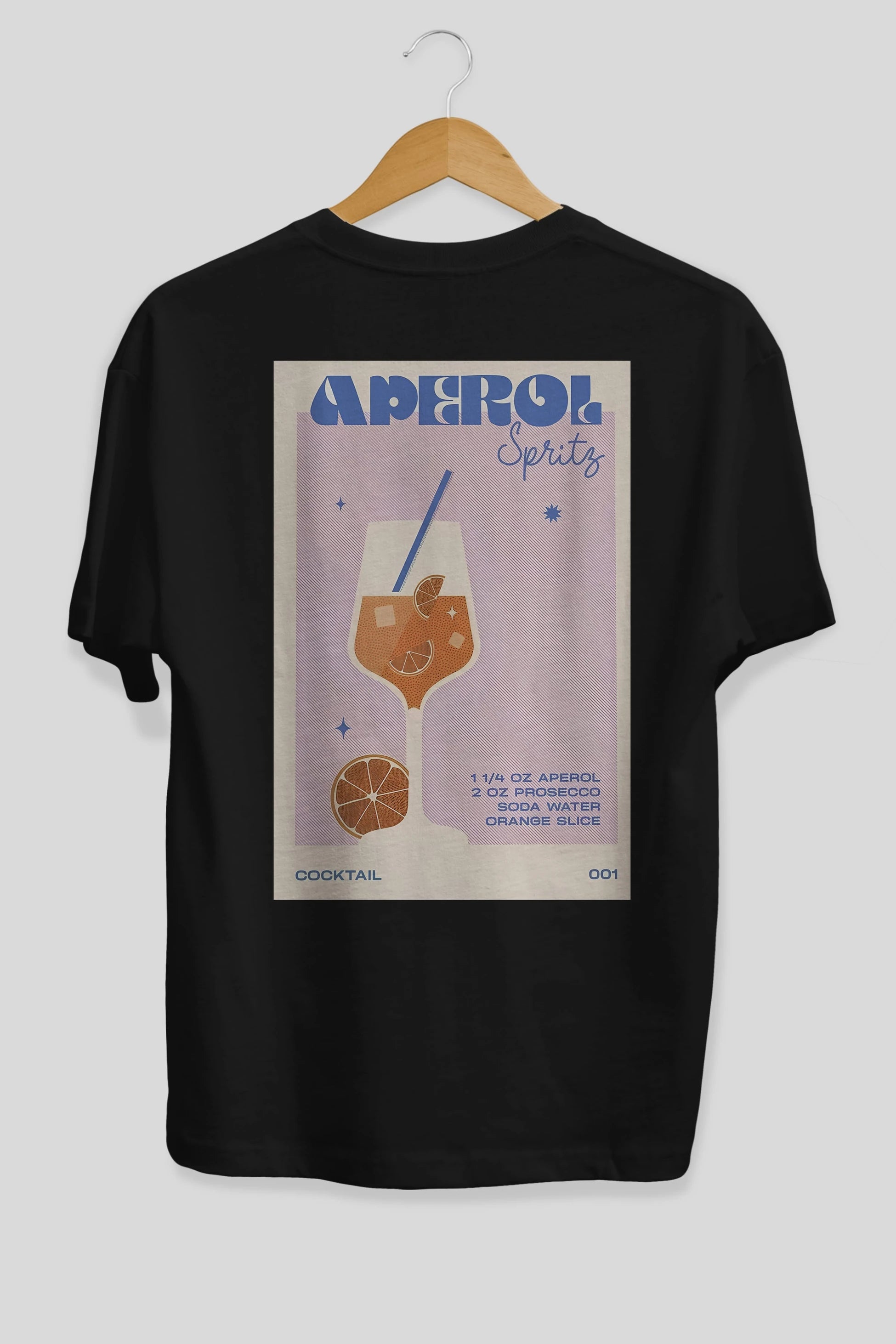Aperol Spritz Arka Baskılı Oversize t-shirt Erkek Kadın Unisex %100 Pamuk Bisiklet Yaka tişort
