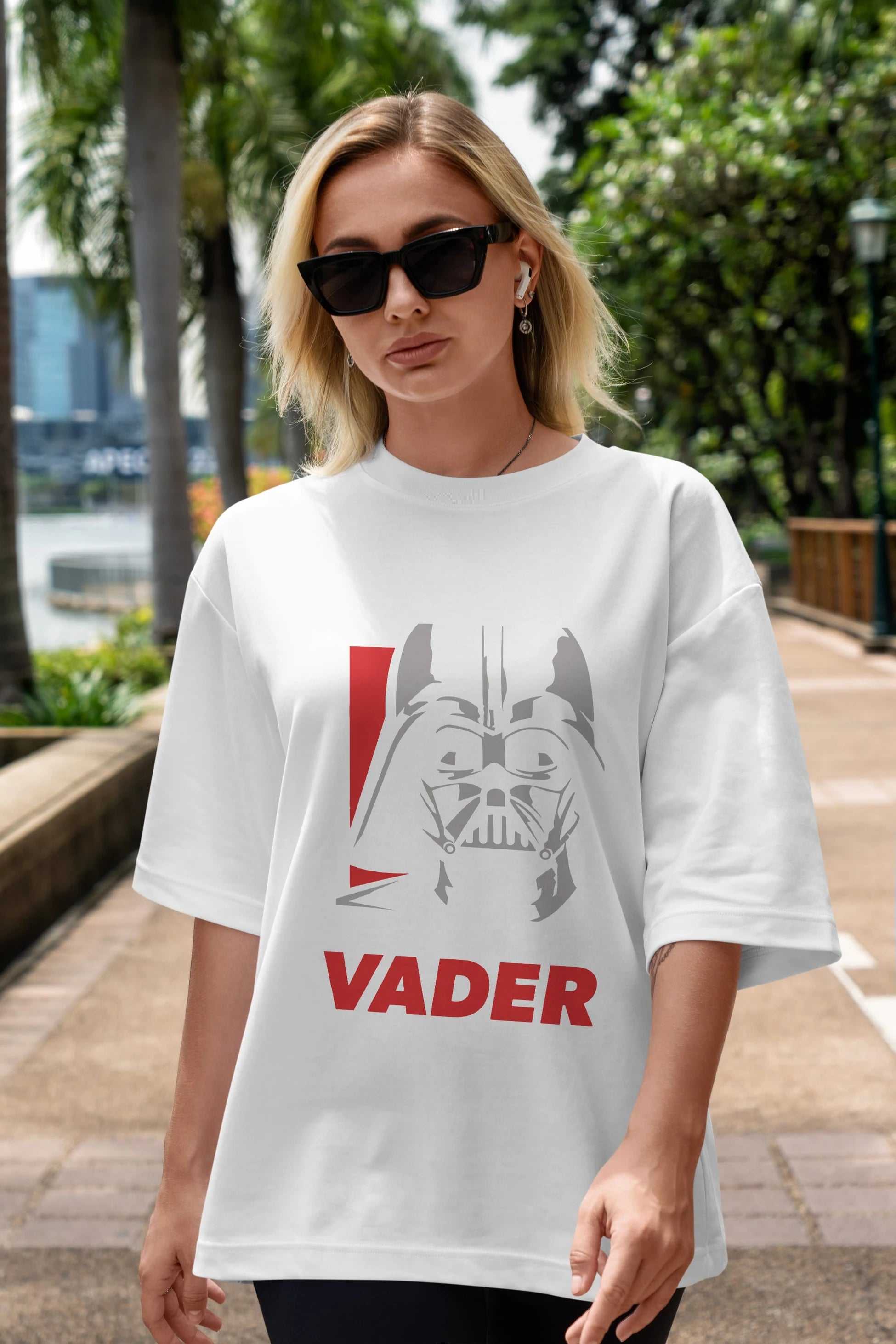 Darth Vader Ön Baskılı Oversize t-shirt Erkek Kadın Unisex %100 Pamuk Bisiklet Yaka tişort