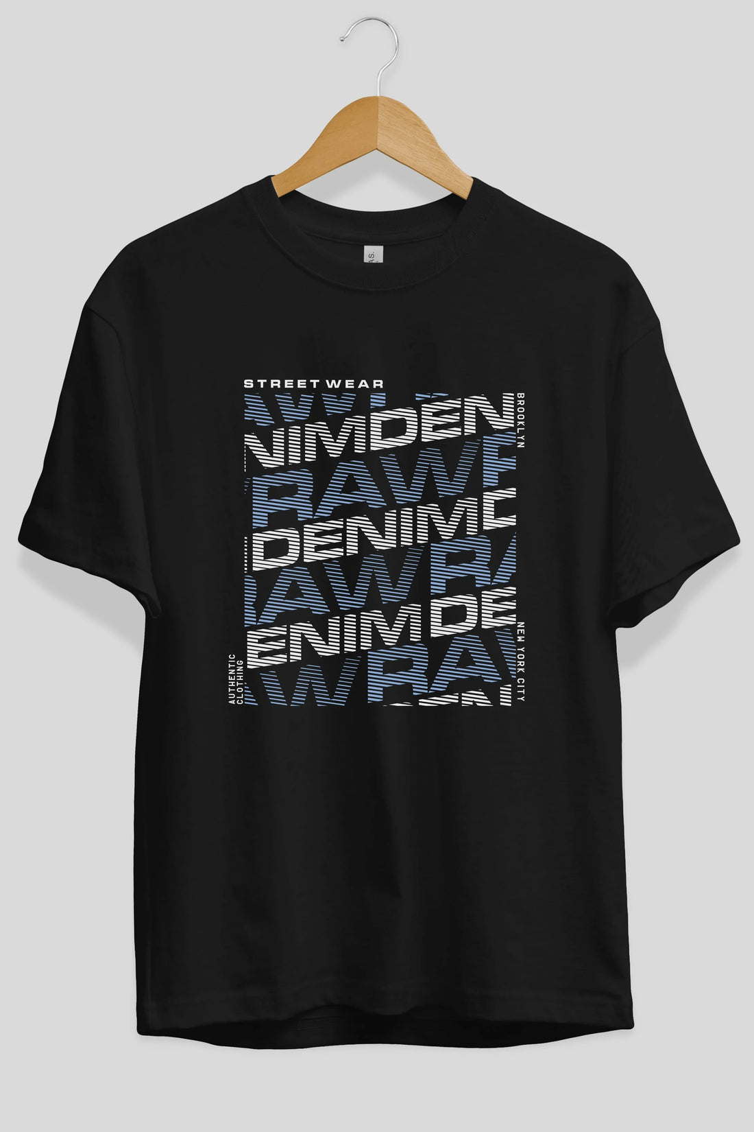 Raw Denim Ön Baskılı Oversize t-shirt Erkek Kadın Unisex