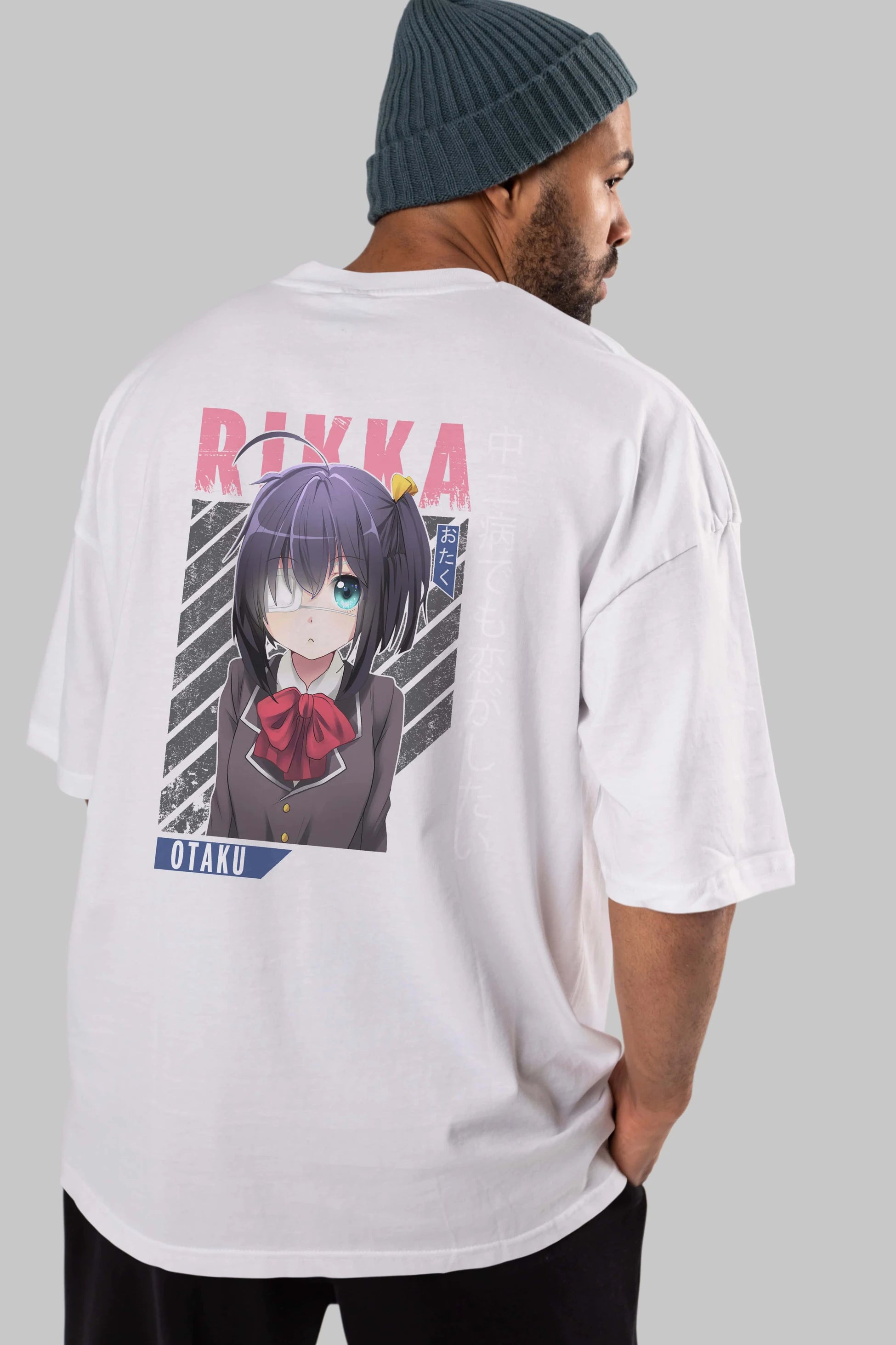 Rikka Takanashi 9 Anime Arka Baskılı Oversize t-shirt Erkek Kadın Unisex