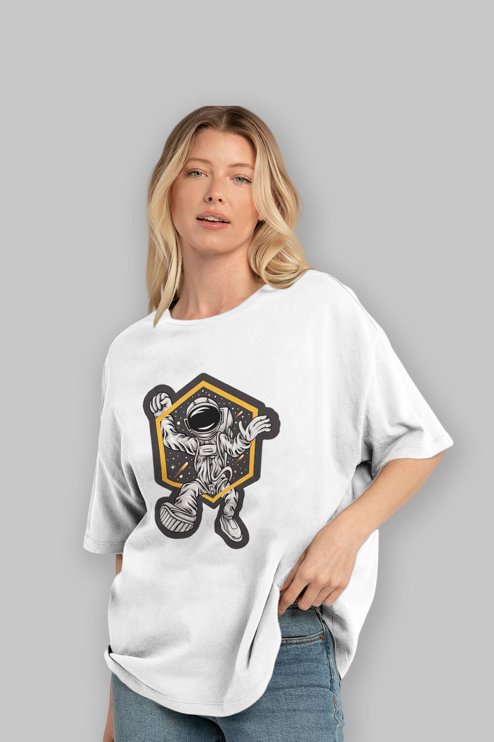 Astrofun Sticker Ön Baskılı Oversize t-shirt Erkek Kadın Unisex