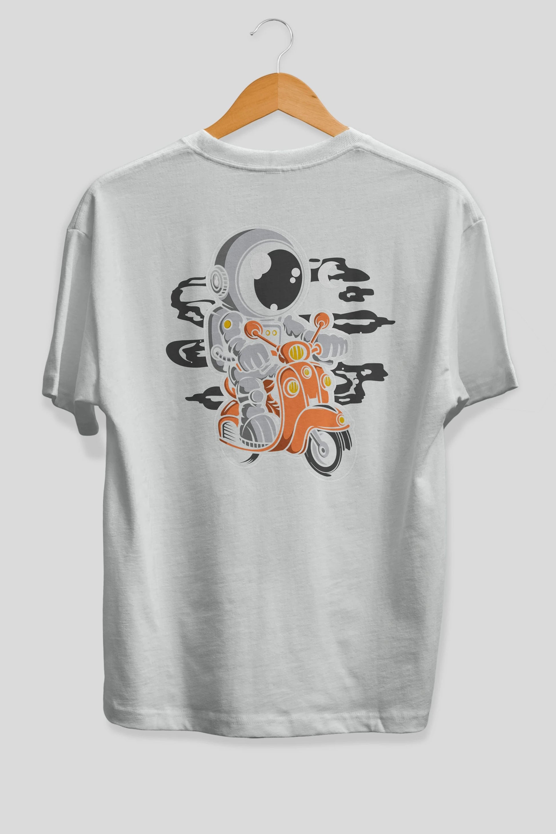 Astronaut Scooter Arka Baskılı Oversize t-shirt Erkek Kadın Unisex
