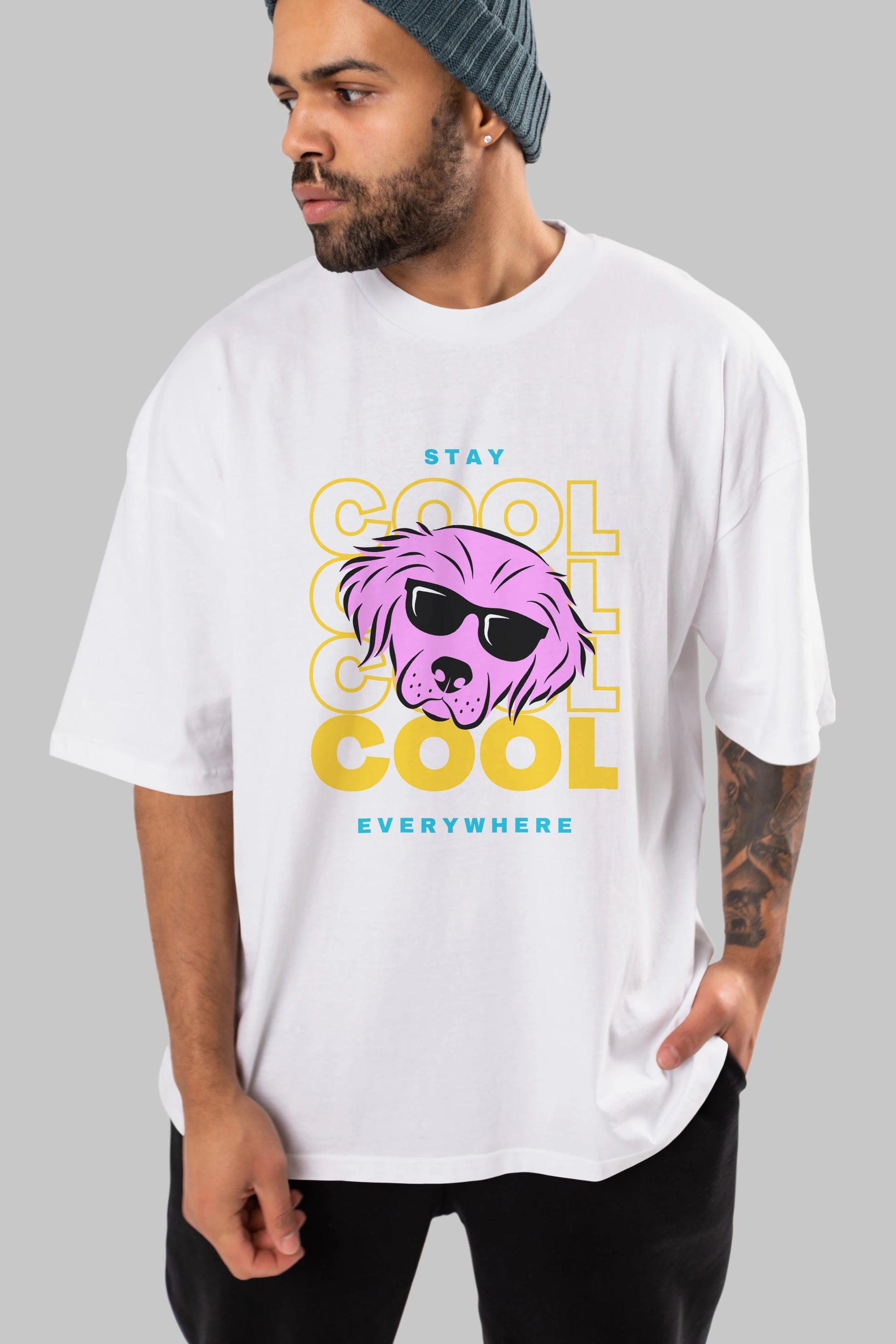 Cool Dog 2 Ön Baskılı Oversize t-shirt Erkek Kadın Unisex