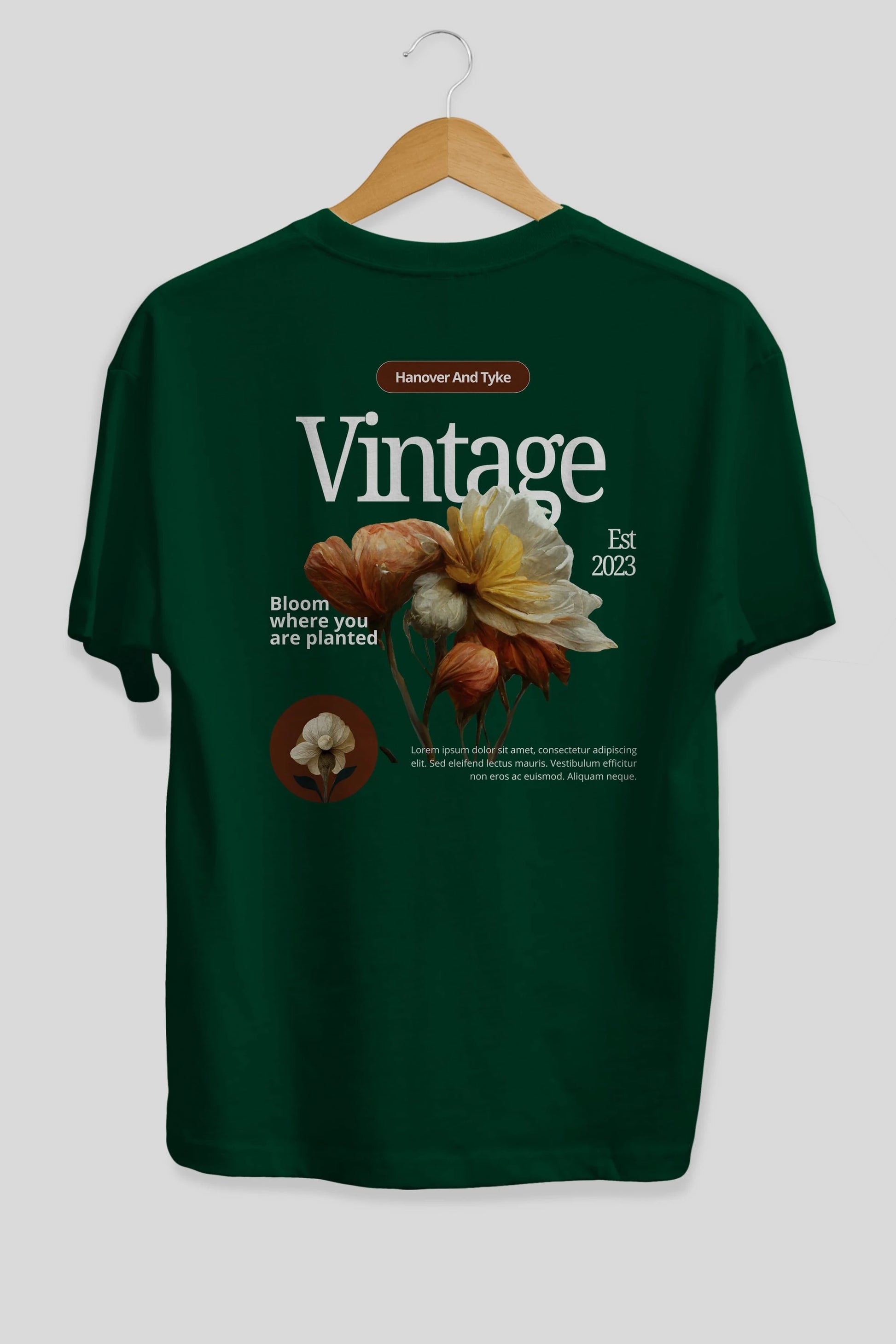 Vintage Çiçek Arka Baskılı Oversize t-shirt Erkek Kadın Unisex