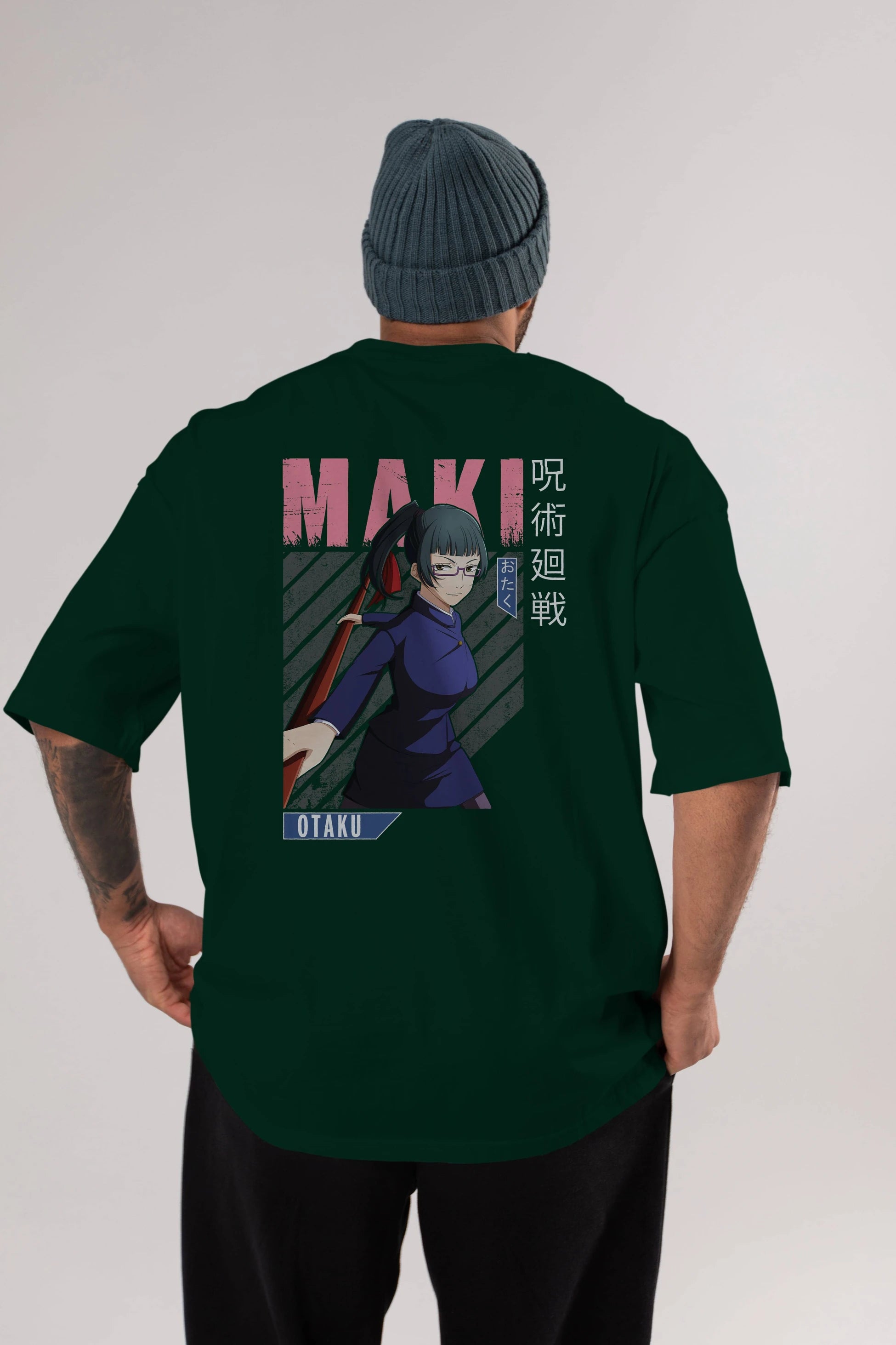 Maki Zenin CHAINSAWMAN Anime Arka Baskılı Oversize t-shirt Erkek Kadın Unisex
