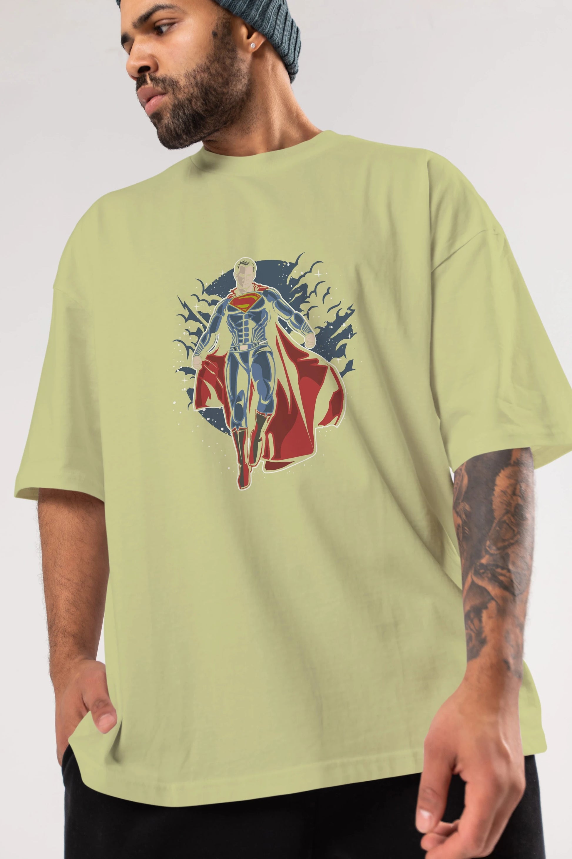 SUPERMAN Ön Baskılı Oversize t-shirt Erkek Kadın Unisex %100 Pamuk tişort