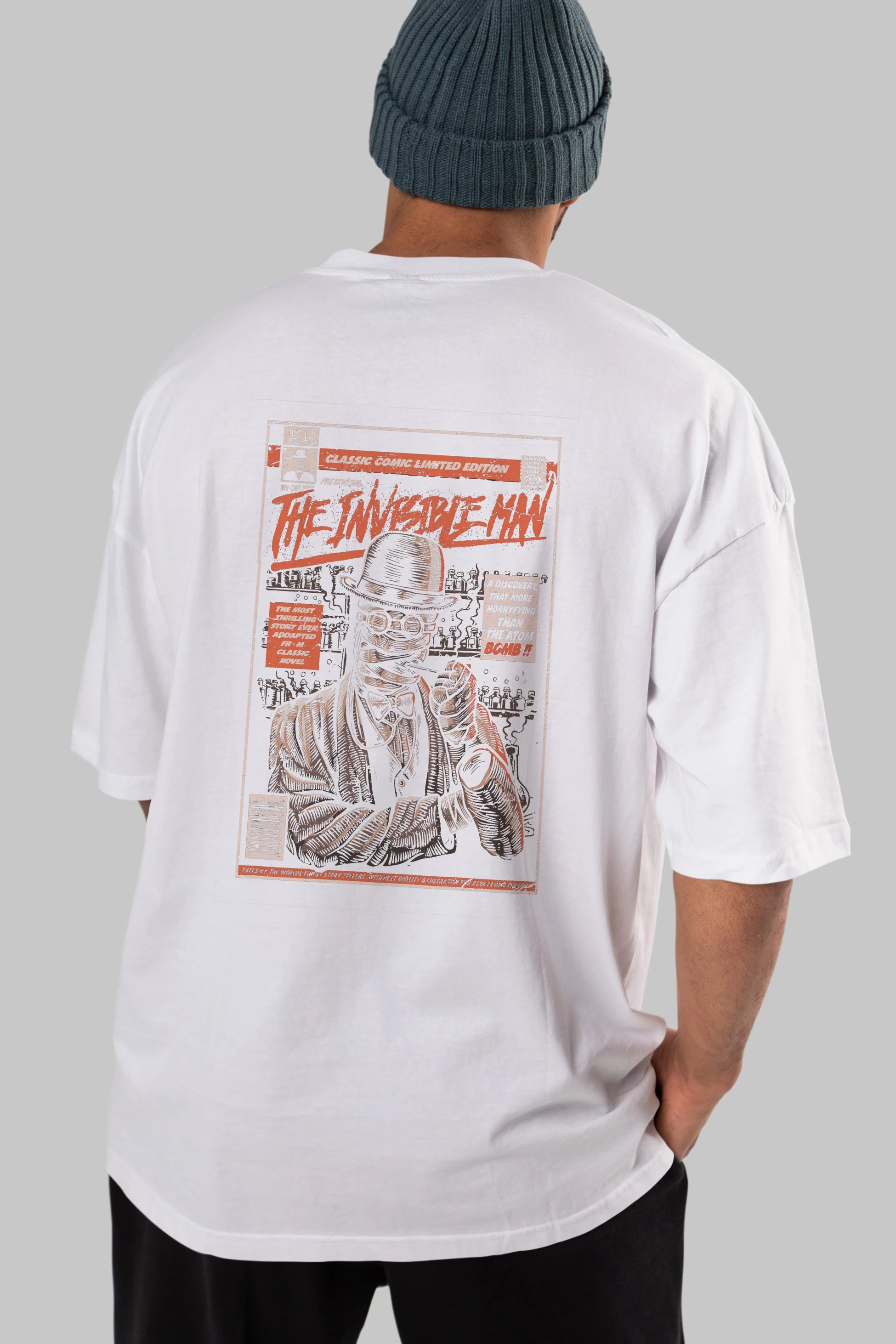 The Invisible Man Arka Baskılı Oversize t-shirt Erkek Kadın Unisex %100 Pamuk