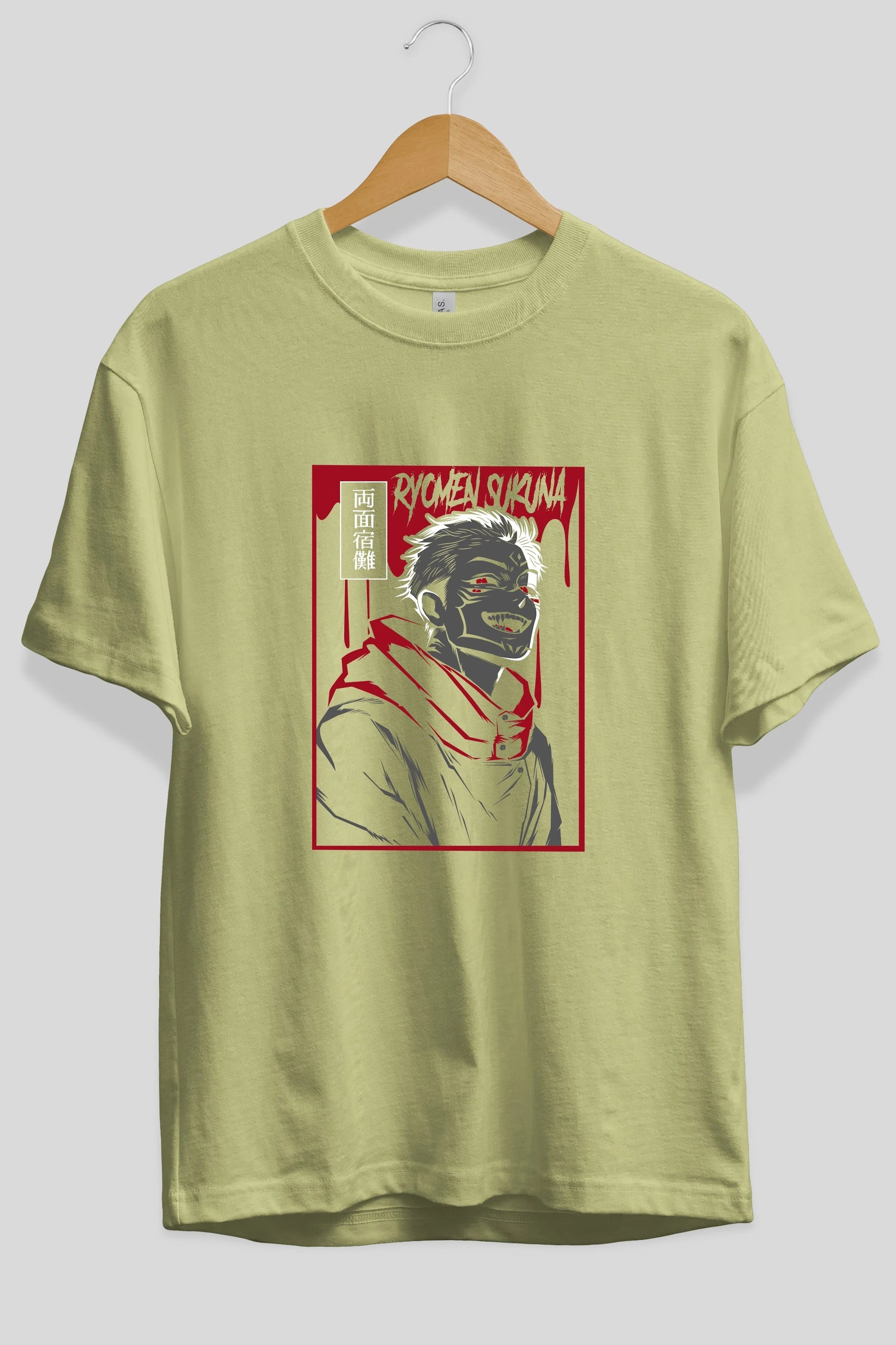 SUKUNA Anime Ön Baskılı Oversize t-shirt %100 pamuk Erkek Kadın Unisex
