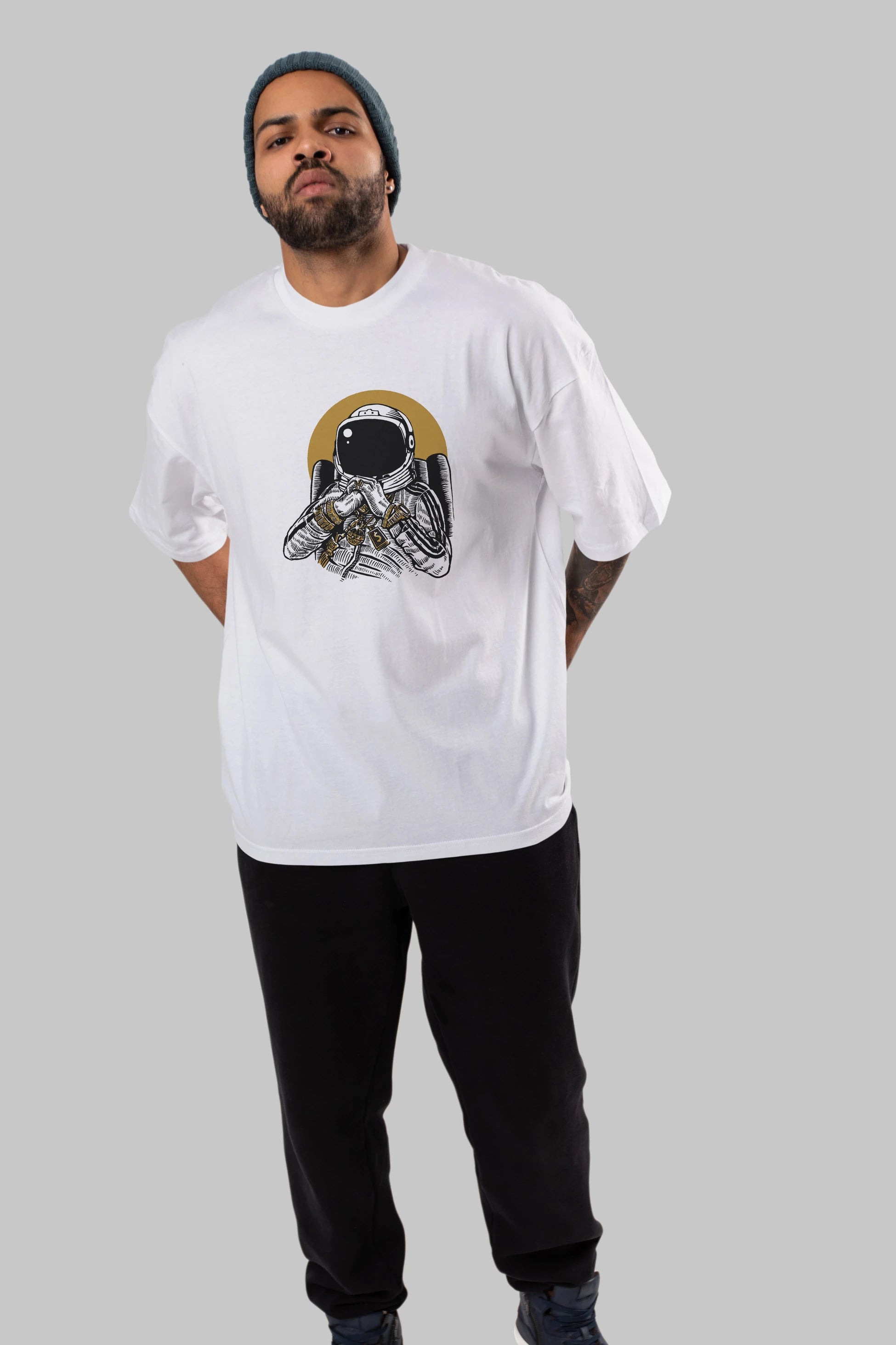 Space Dee Jay Ön Baskılı Oversize t-shirt Erkek Kadın Unisex %100 Pamuk tişort