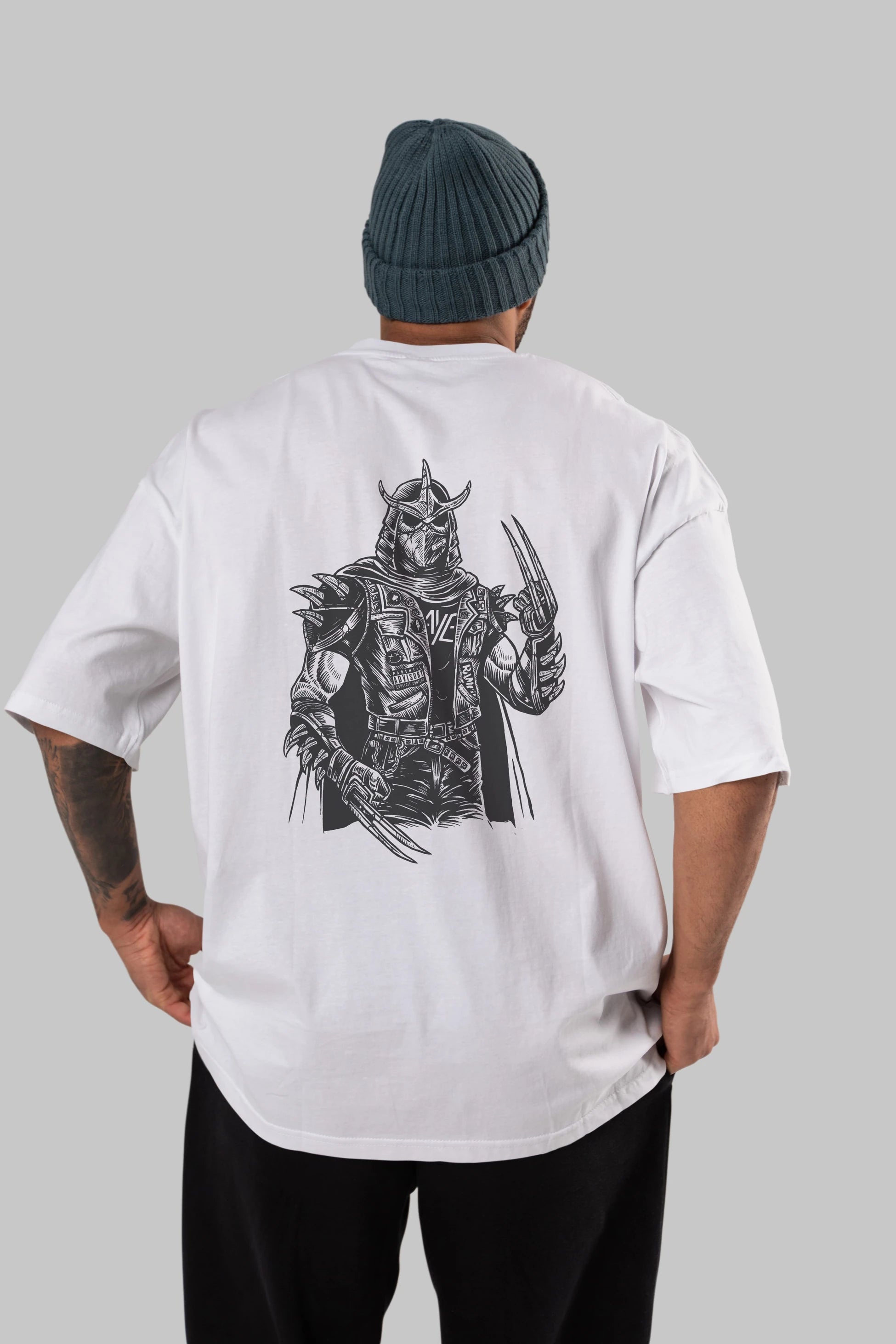 Shredder Punk Arka Baskılı Oversize t-shirt Erkek Kadın Unisex %100 Pamuk