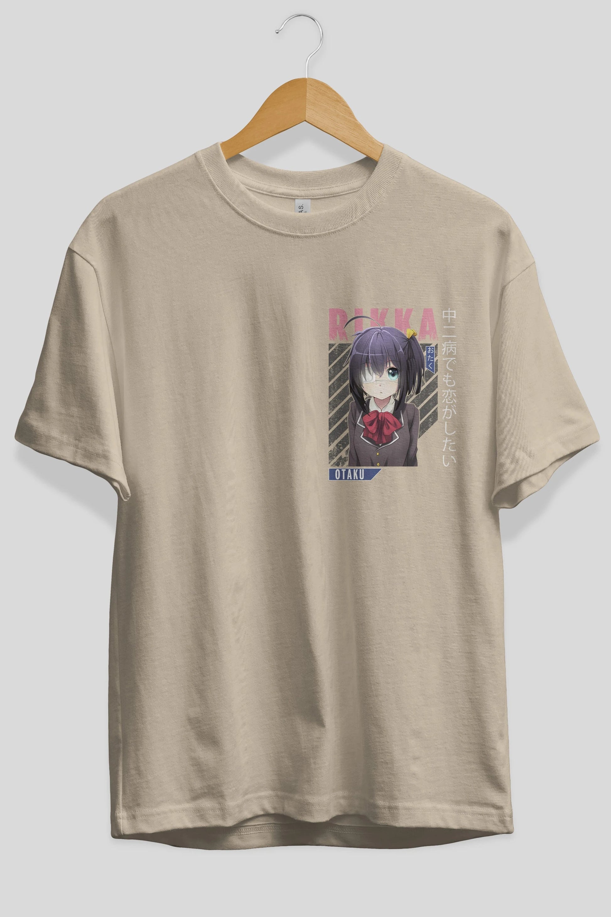 Rikka Takanashi 9 Ön Sol Baskılı Oversize t-shirt Erkek Kadın Unisex %100 Pamuk Bisiklet Yaka tişort
