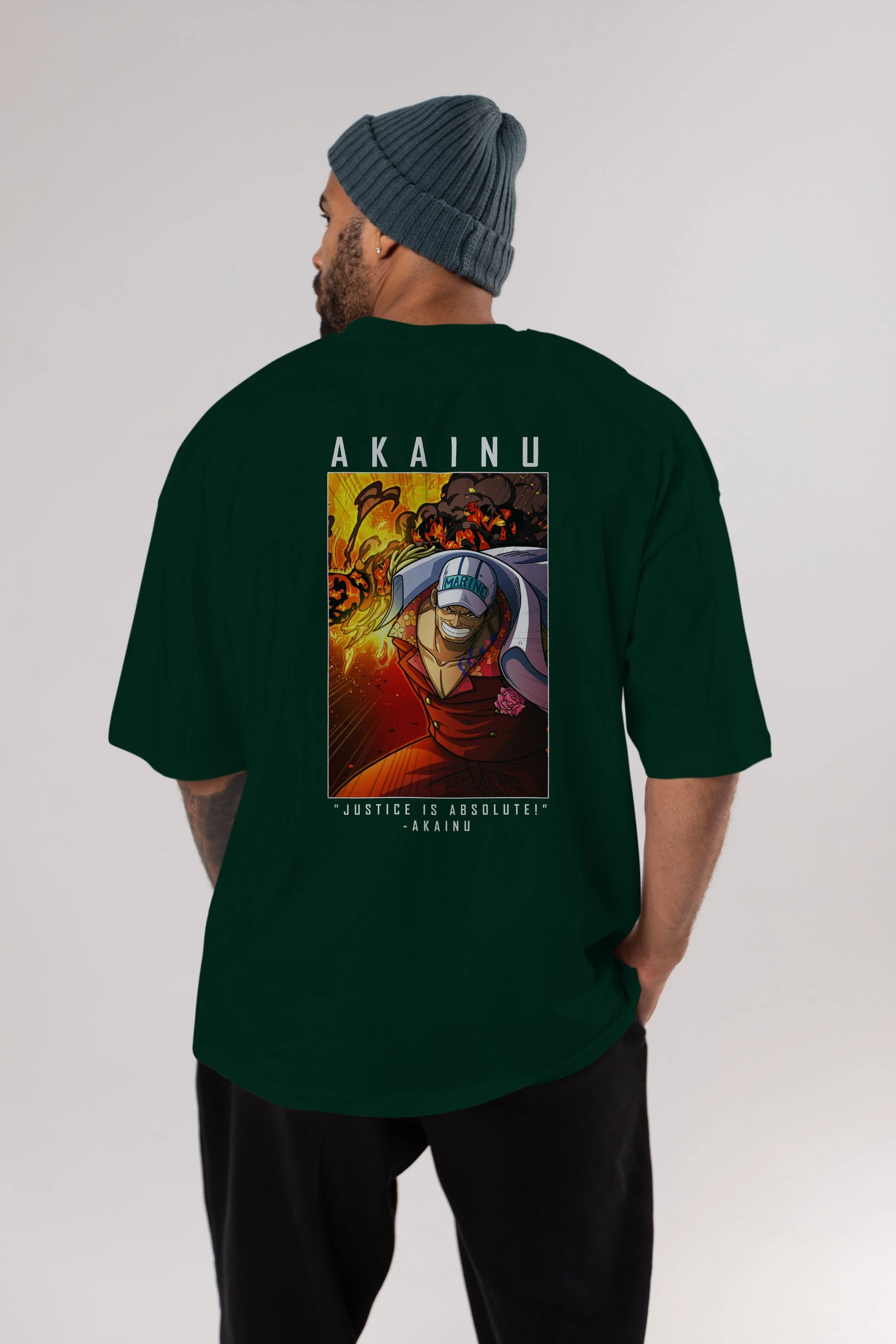Sakazuki Anime Arka Baskılı Oversize t-shirt Erkek Kadın Unisex %100 pamuk tişort