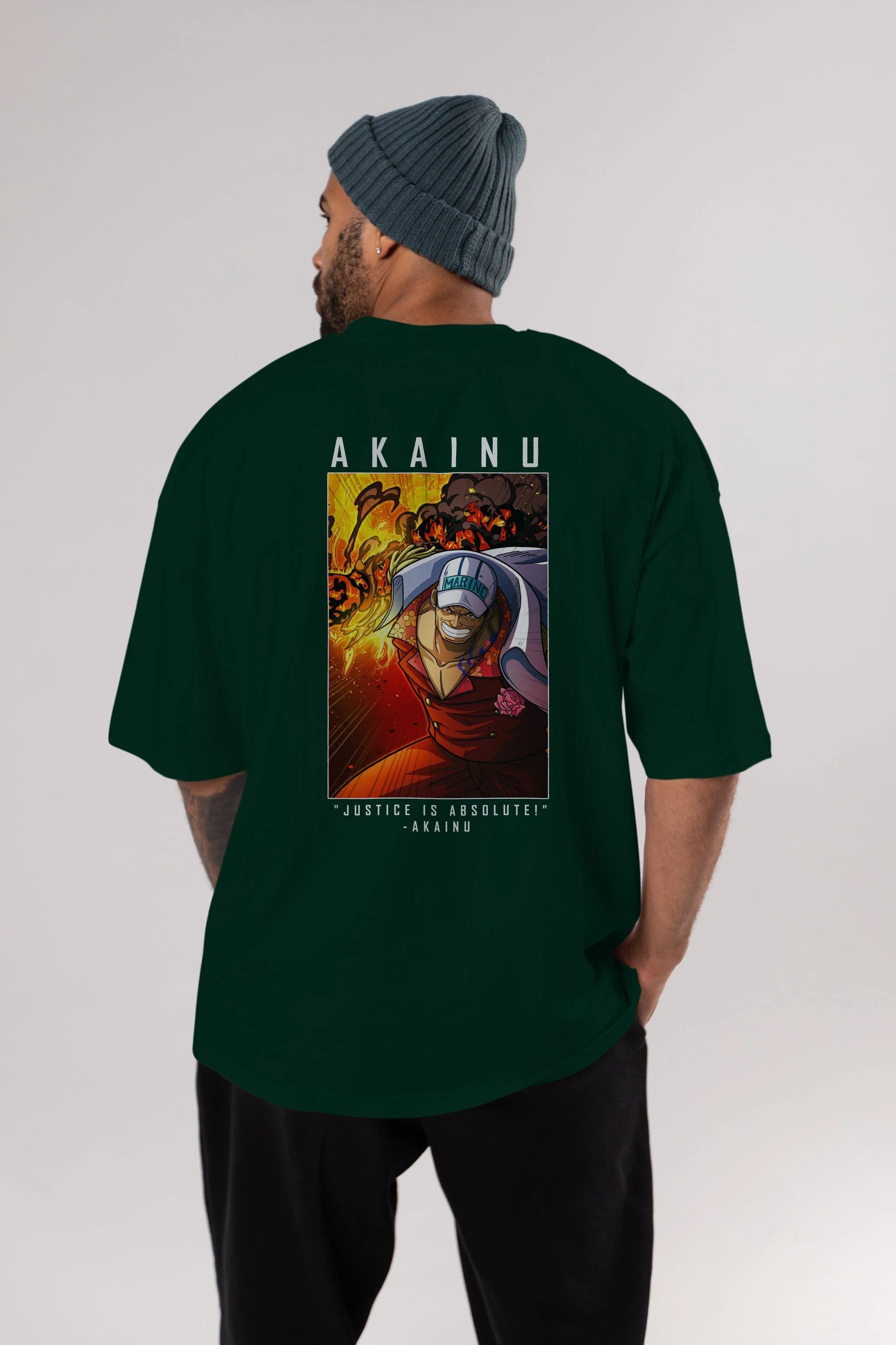 Sakazuki Anime Arka Baskılı Oversize t-shirt Erkek Kadın Unisex %100 pamuk tişort
