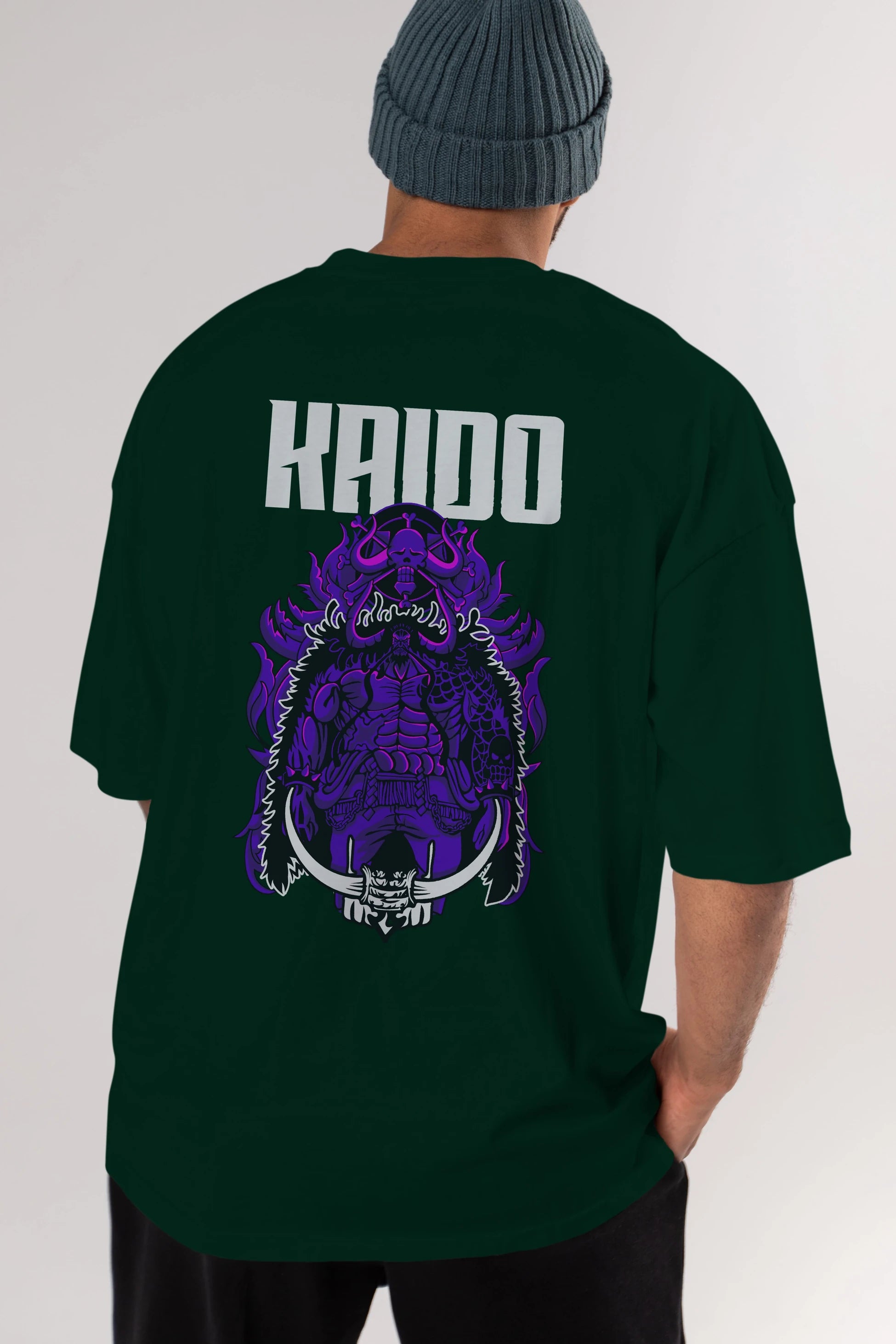 Kaido Anime Arka Baskılı Oversize t-shirt Erkek Kadın Unisex %100 pamuk tişort