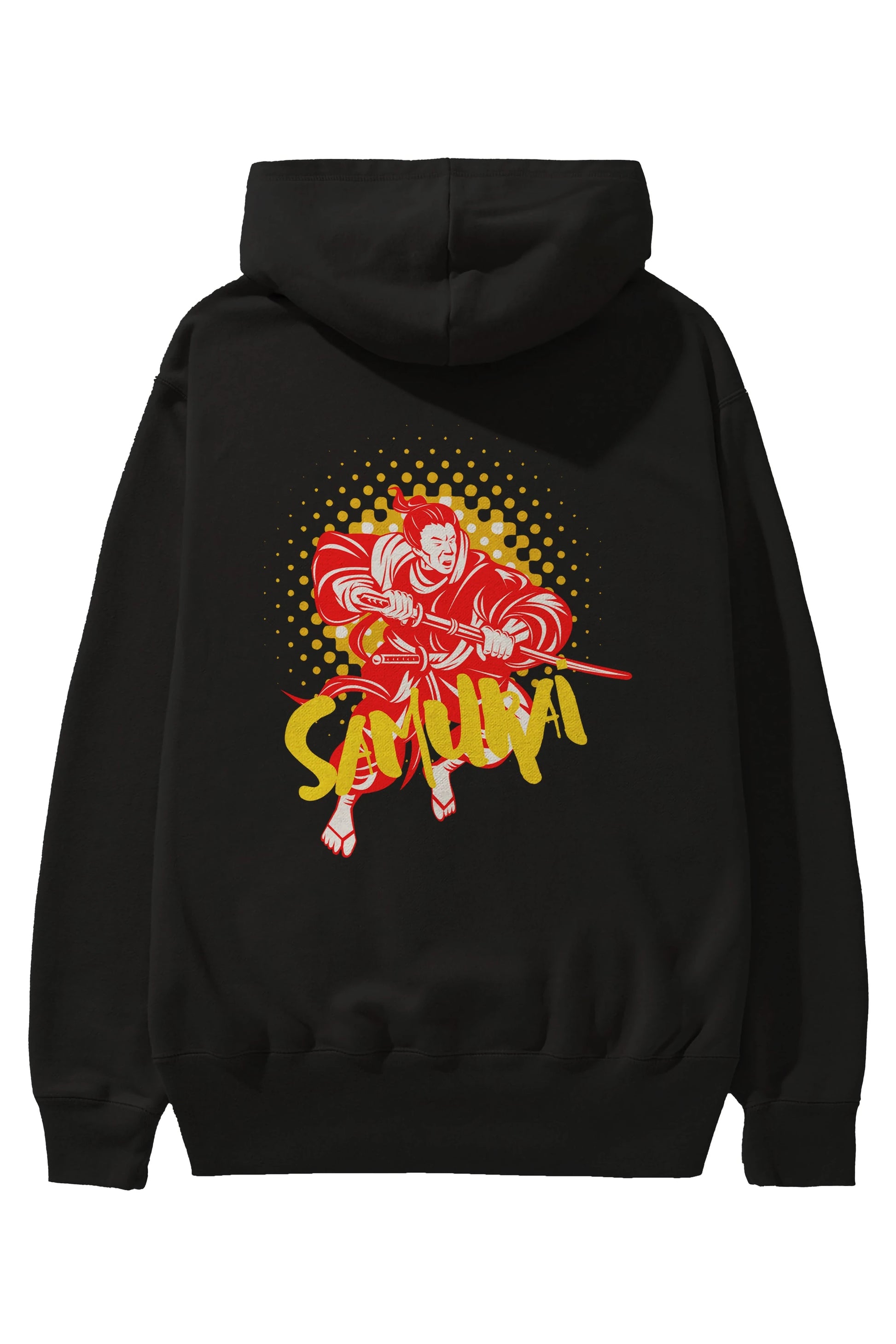 Samurai Arka Baskılı Oversize Hoodie Kapüşonlu Sweatshirt Erkek Kadın Unisex
