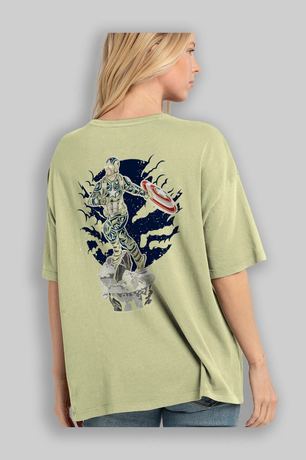 CAPTAIN AMERICA Arka Baskılı Oversize t-shirt Erkek Kadın Unisex %100 Pamuk