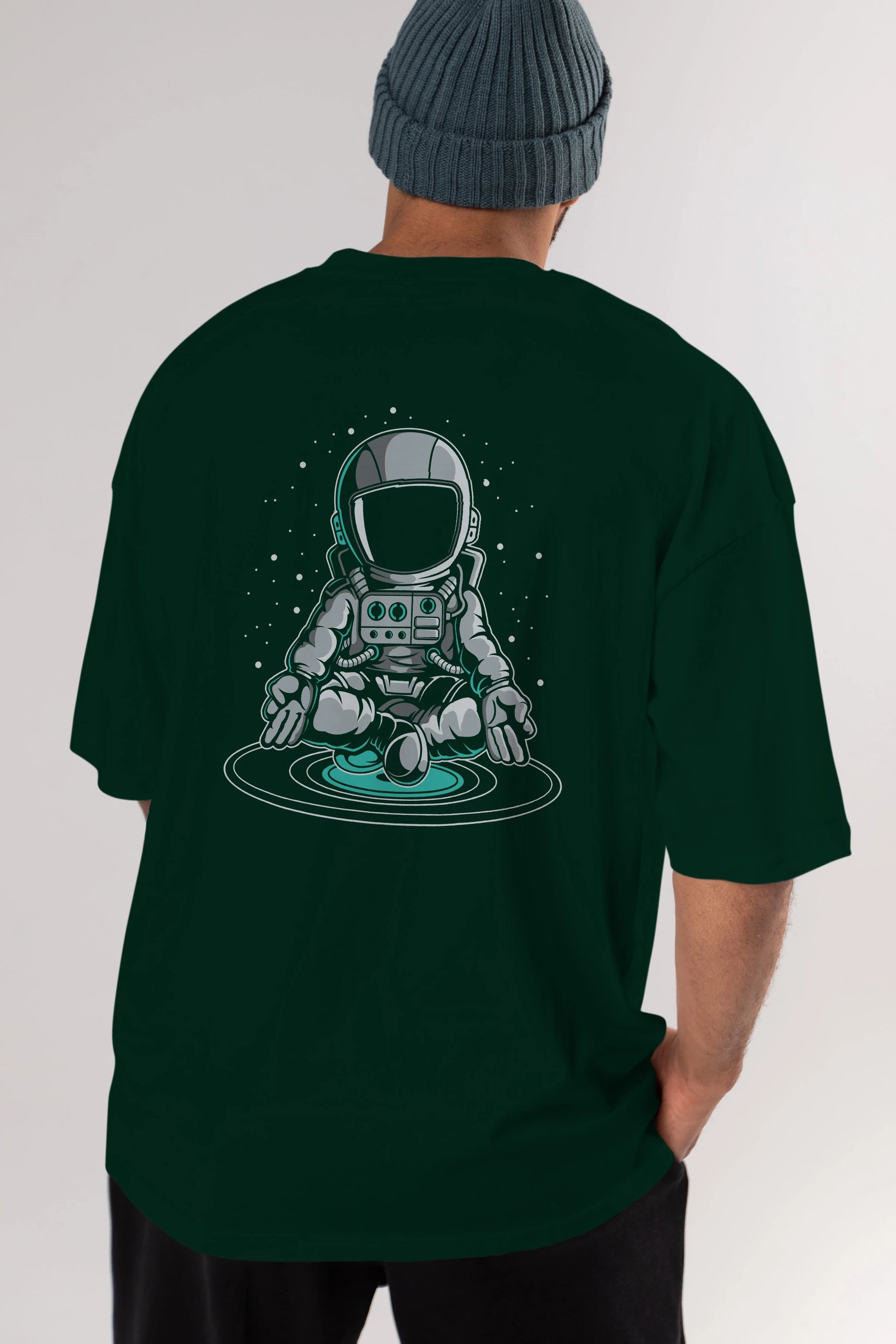 Astronaut Meditation Arka Baskılı Oversize t-shirt Erkek Kadın Unisex