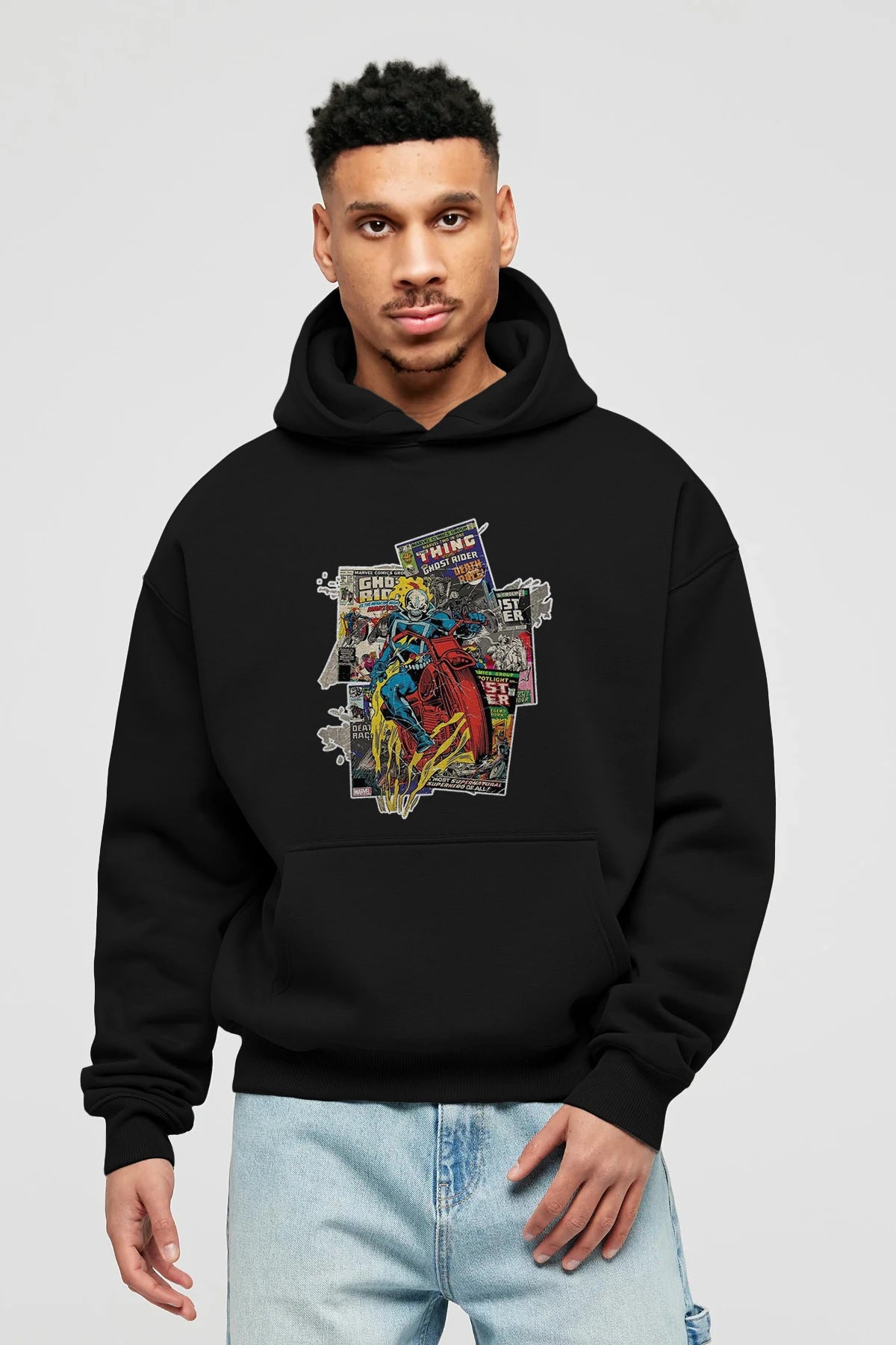 Ghost Rider Ön Baskılı Hoodie Oversize Kapüşonlu Sweatshirt Erkek Kadın Unisex