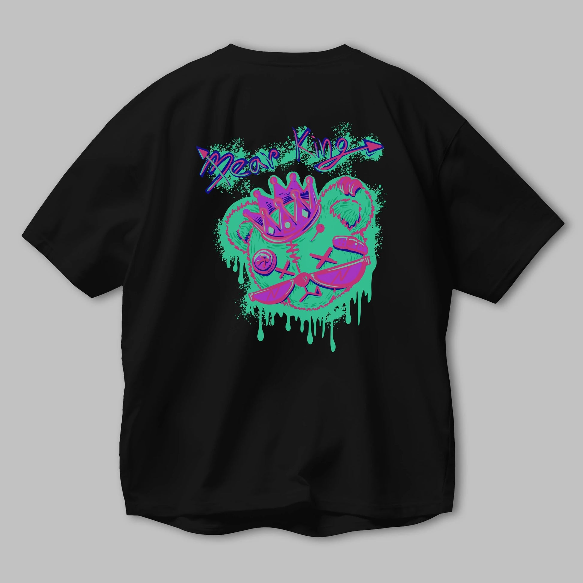Bear King Arka Baskılı Oversize t-shirt Erkek Kadın Unisex