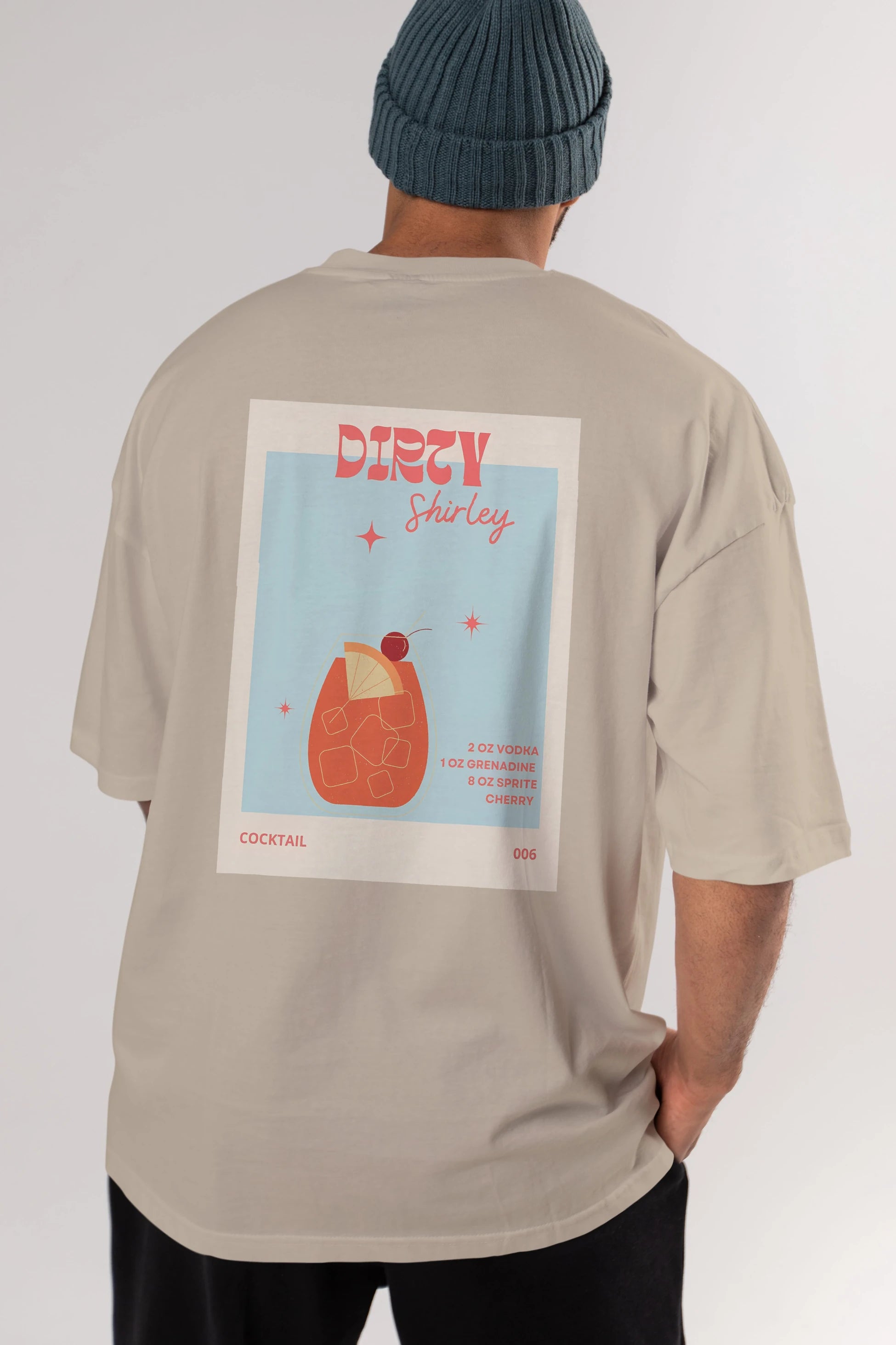 Dirty Shirley Arka Baskılı Oversize t-shirt Erkek Kadın Unisex %100 Pamuk Bisiklet Yaka tişort