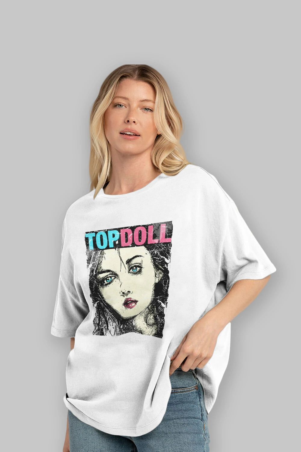 Topdoll Streetwear Ön Baskılı Oversize t-shirt Erkek Kadın Unisex
