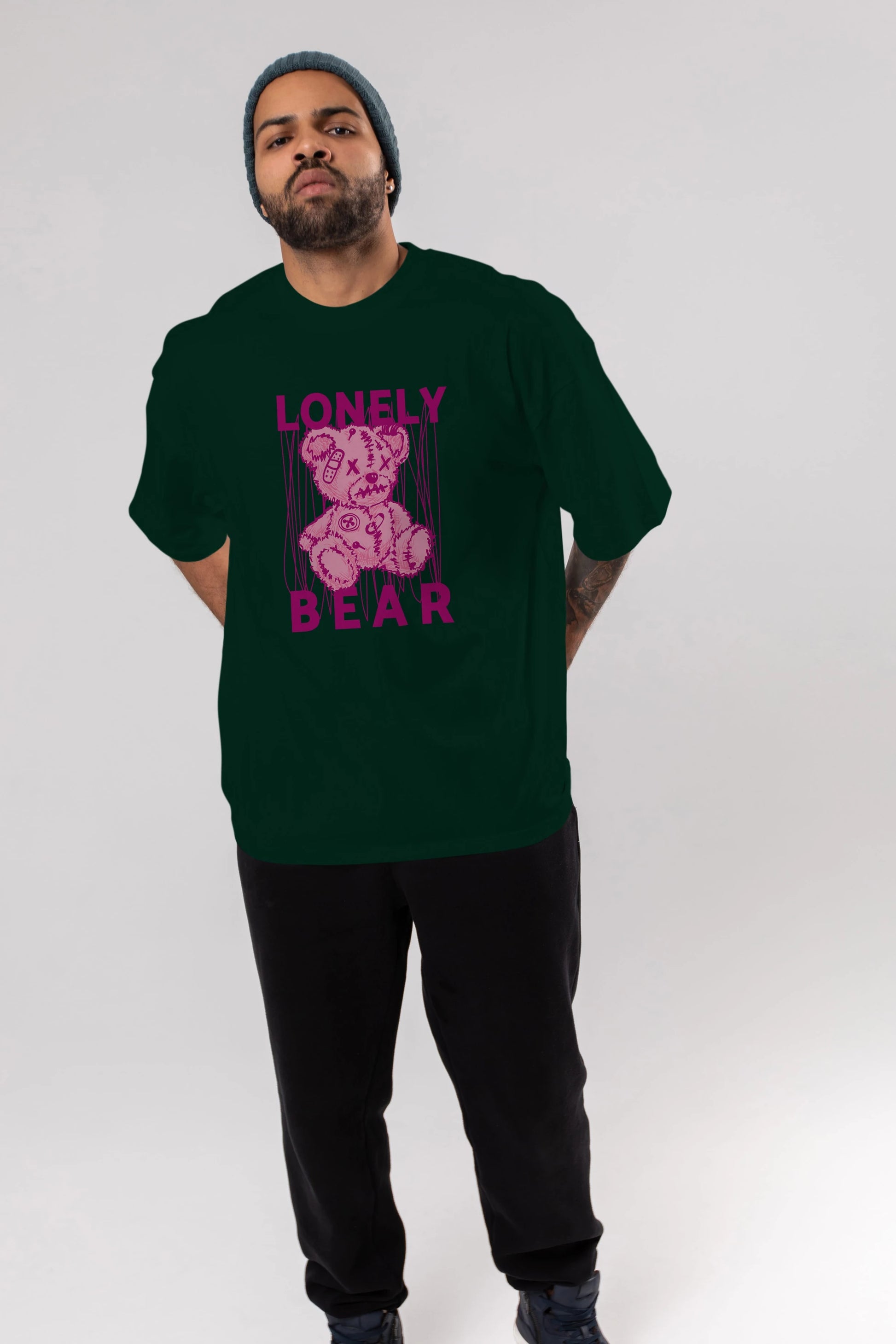 Lonely Bear Ön Baskılı Oversize t-shirt Erkek Kadın Unisex