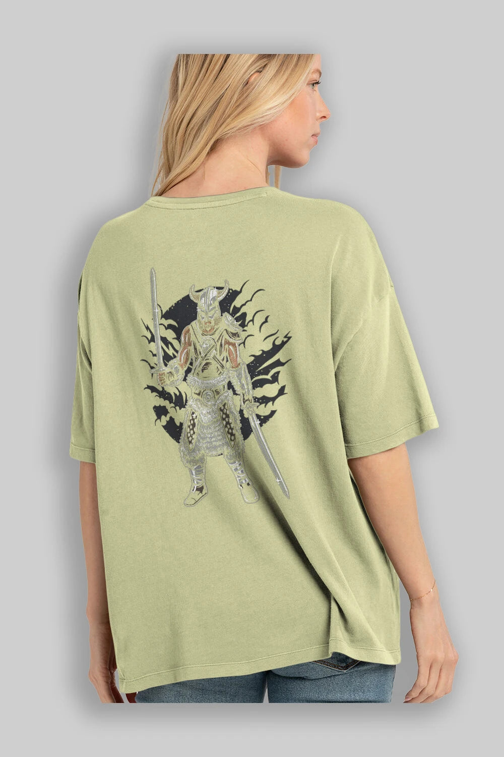Dark Viking Arka Baskılı Oversize t-shirt Erkek Kadın Unisex %100 Pamuk