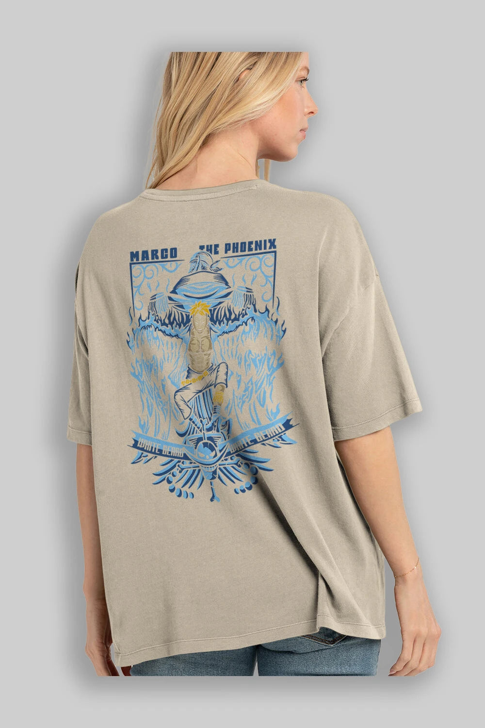 Marco the Phoenix Anime Arka Baskılı Oversize t-shirt Erkek Kadın Unisex %100 pamuk tişort