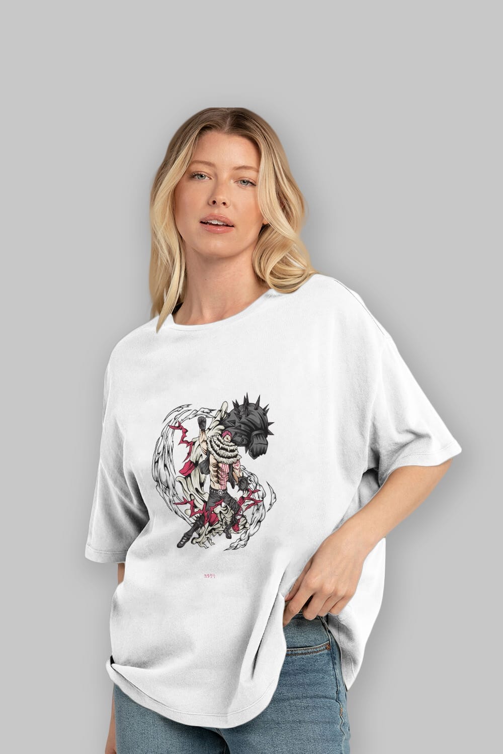 Katakuri Anime Ön Baskılı Oversize t-shirt %100 pamuk Erkek Kadın Unisex