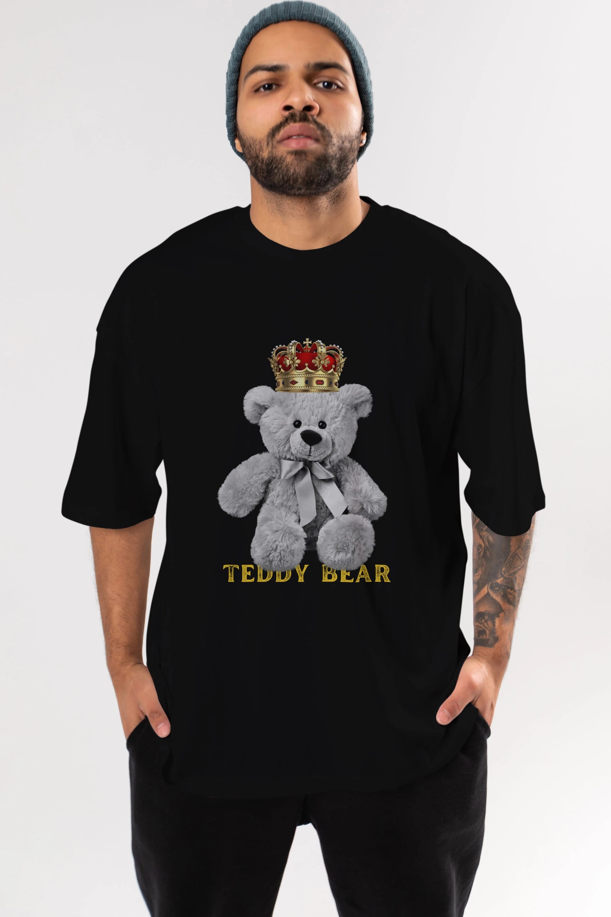 Teddy Bear Ön Baskılı Oversize t-shirt Erkek Kadın Unisex