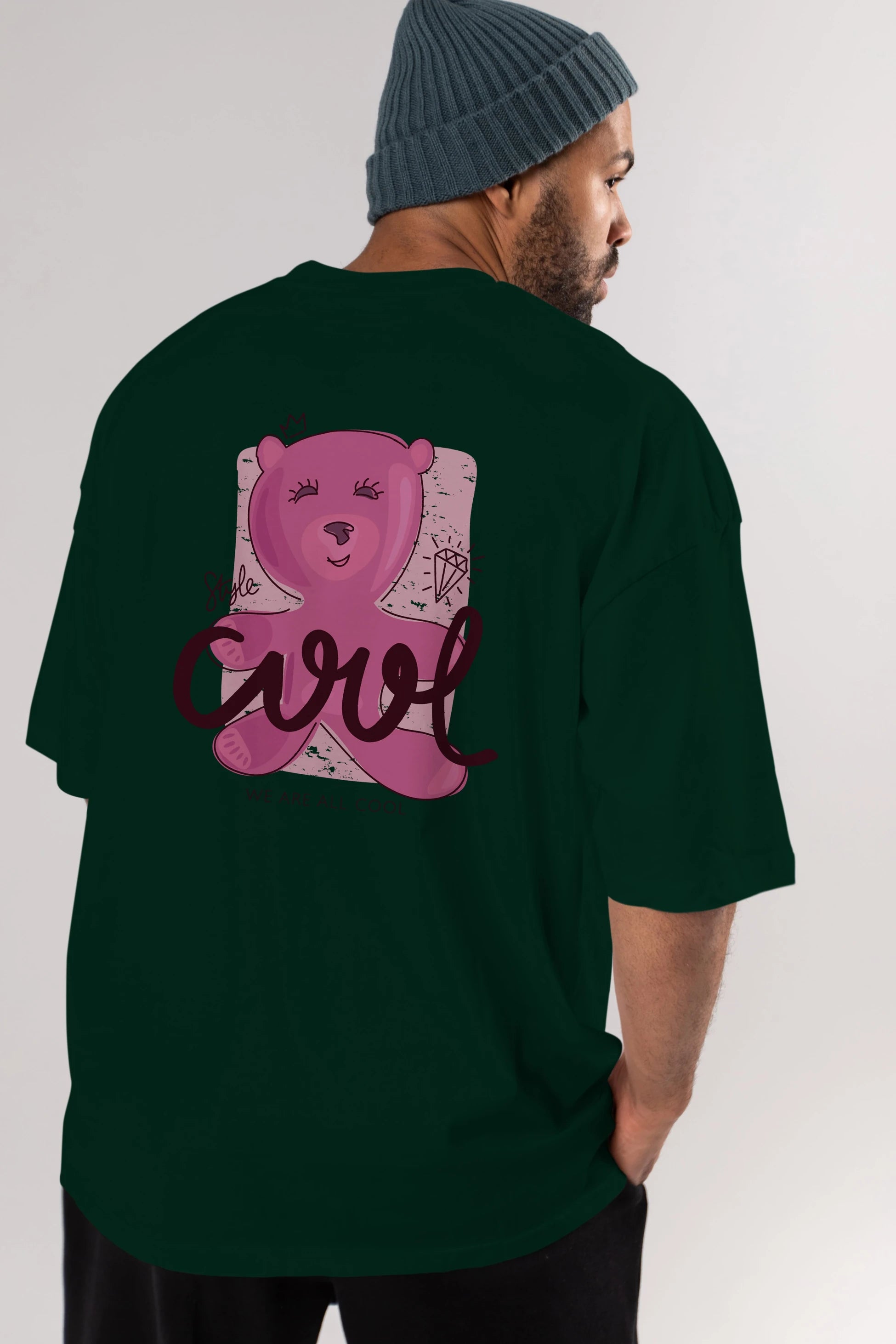 Cool Style Bear Arka Baskılı Oversize t-shirt Erkek Kadın Unisex
