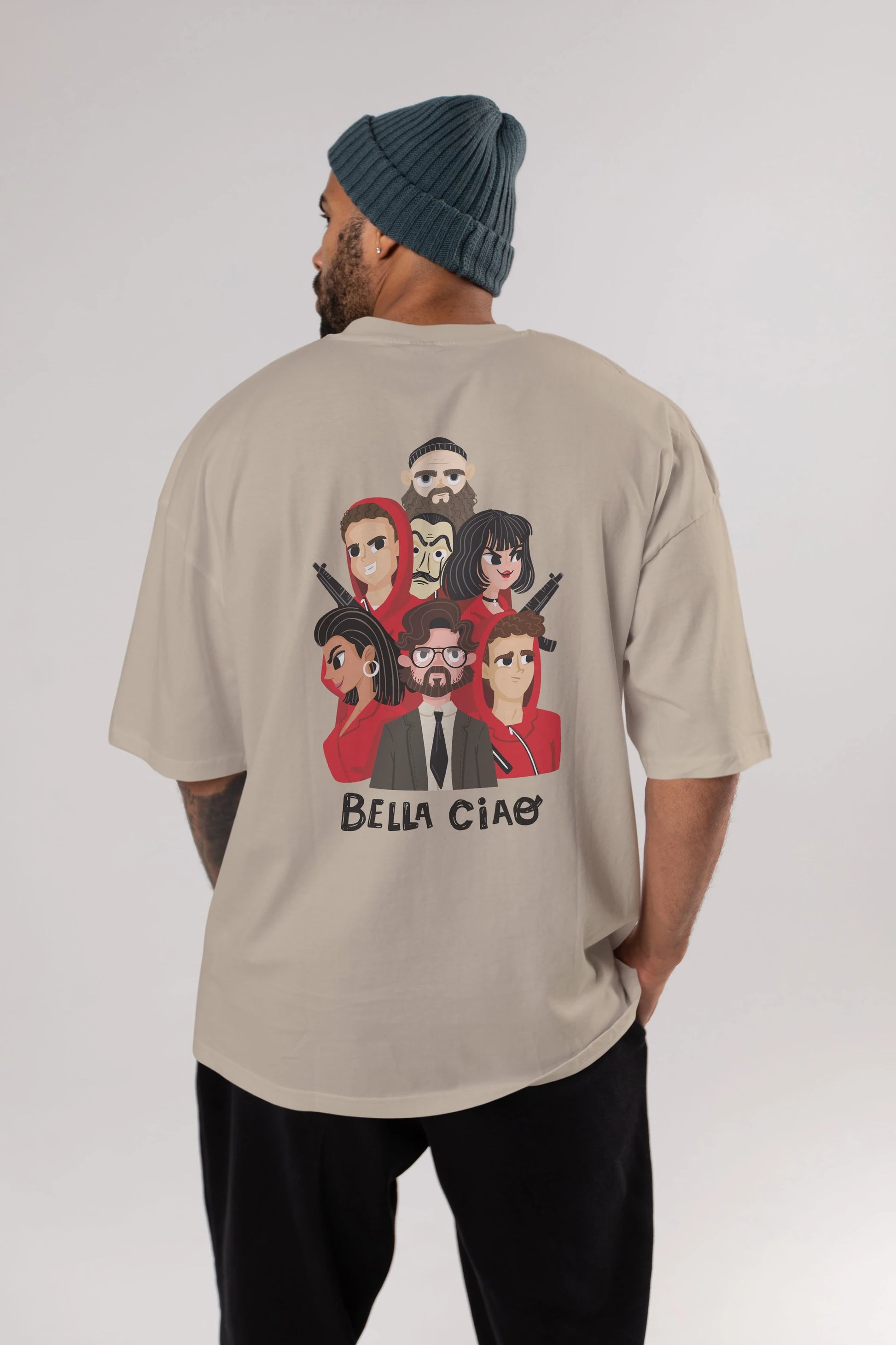 La Casa De Papel (13) Arka Baskılı Oversize t-shirt Erkek Kadın Unisex %100 Pamuk Bisiklet Yaka tişort
