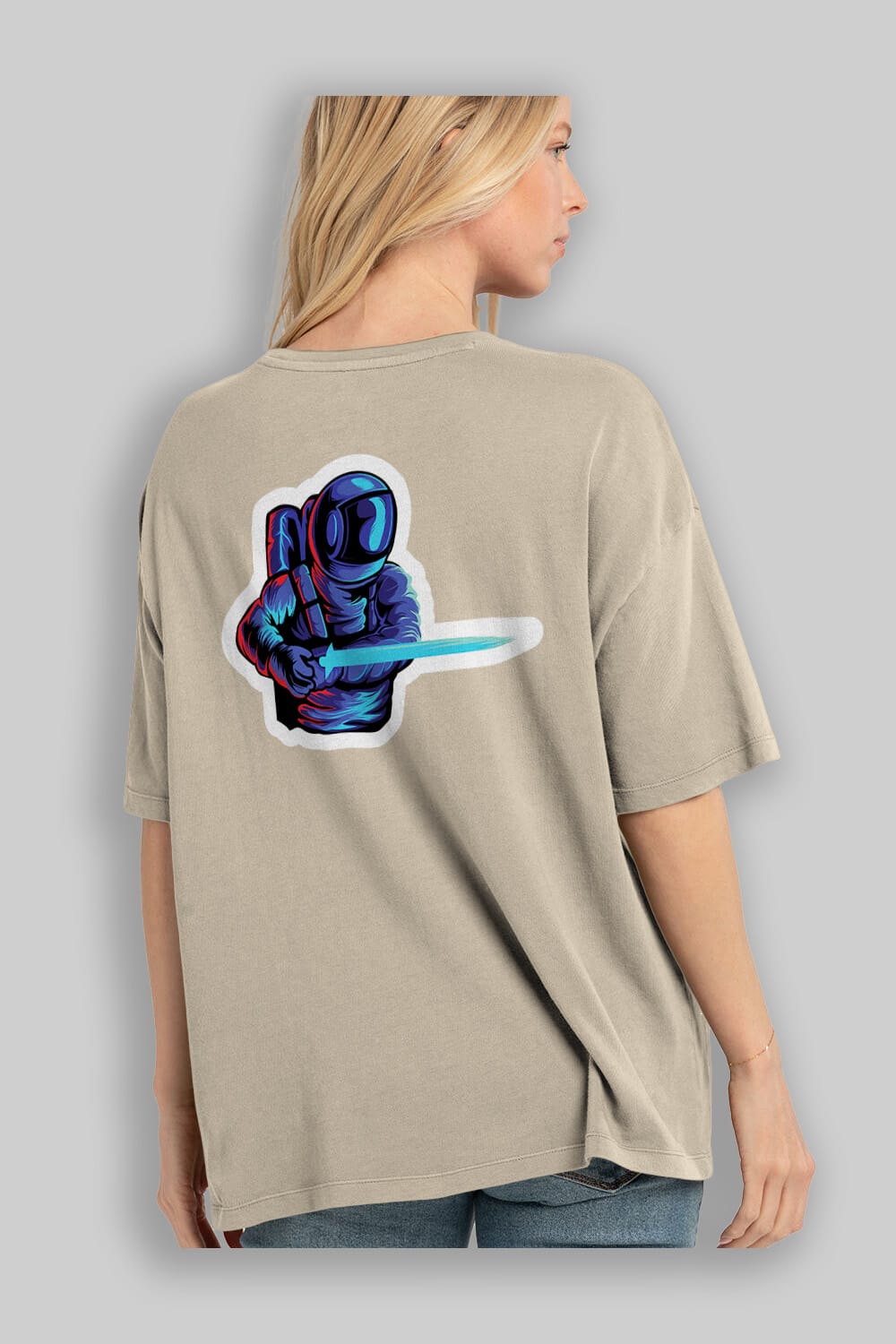 Astro Knight Sticker Arka Baskılı Oversize t-shirt Erkek Kadın Unisex