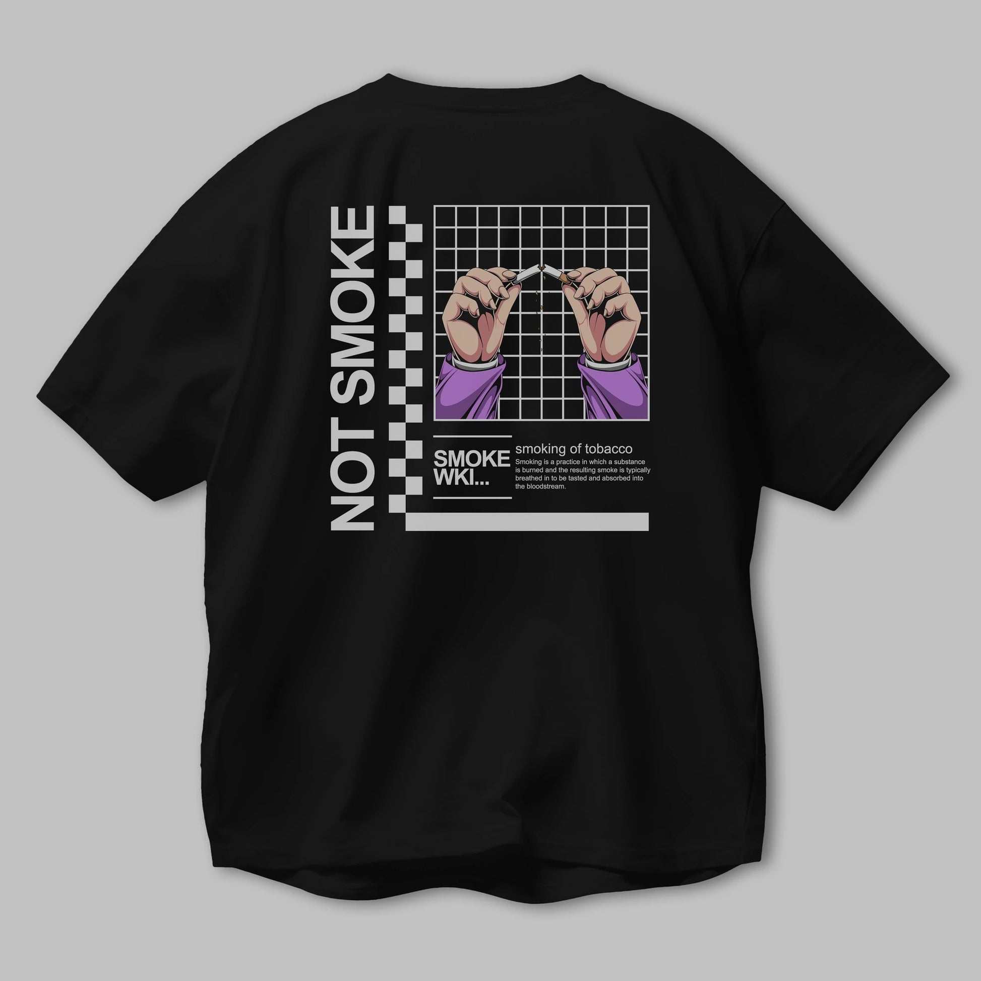 Not Smoke Arka Baskılı Oversize t-shirt Erkek Kadın Unisex