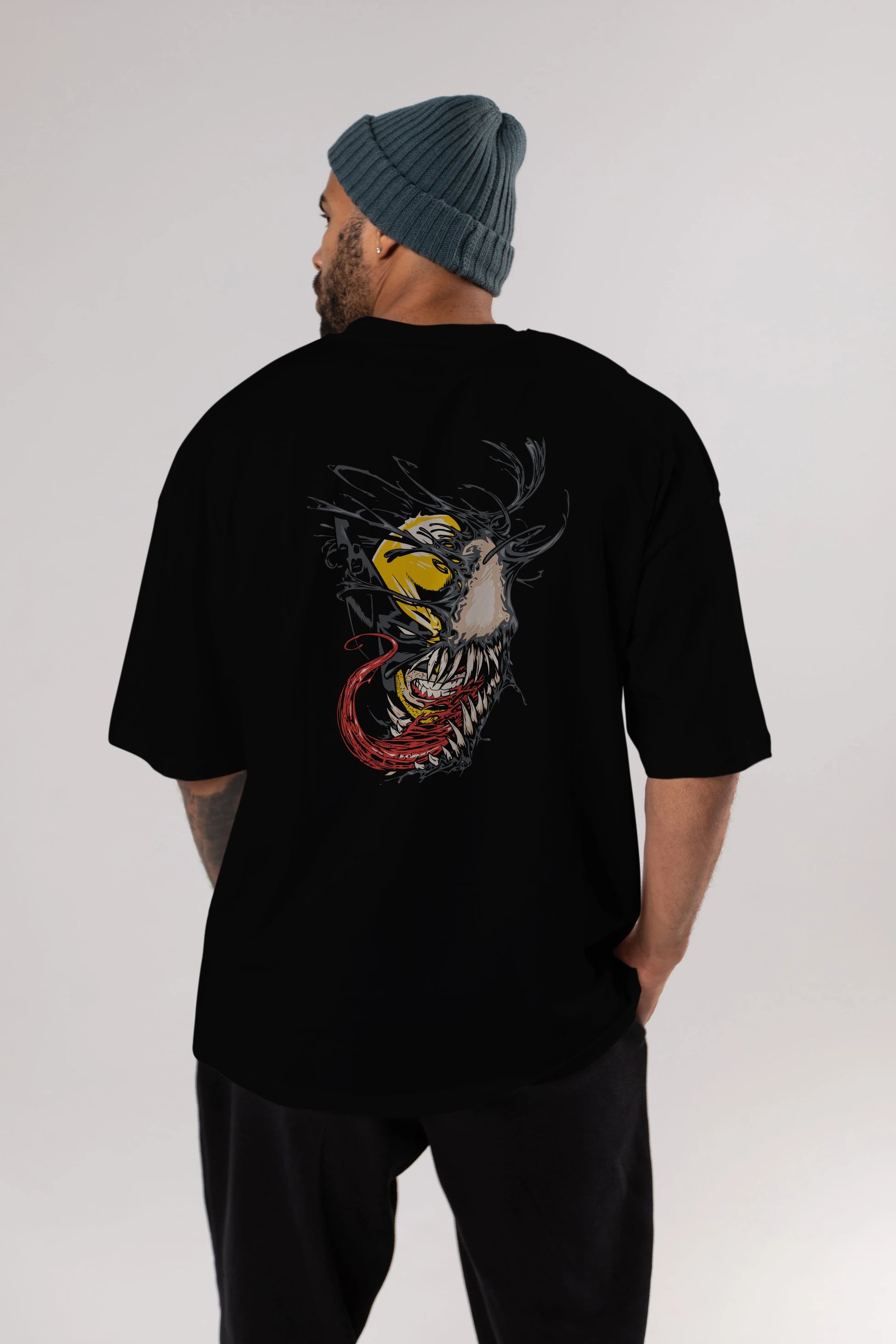 Venom (4) Arka Baskılı Oversize t-shirt Erkek Kadın Unisex %100 Pamuk Bisiklet Yaka tişort