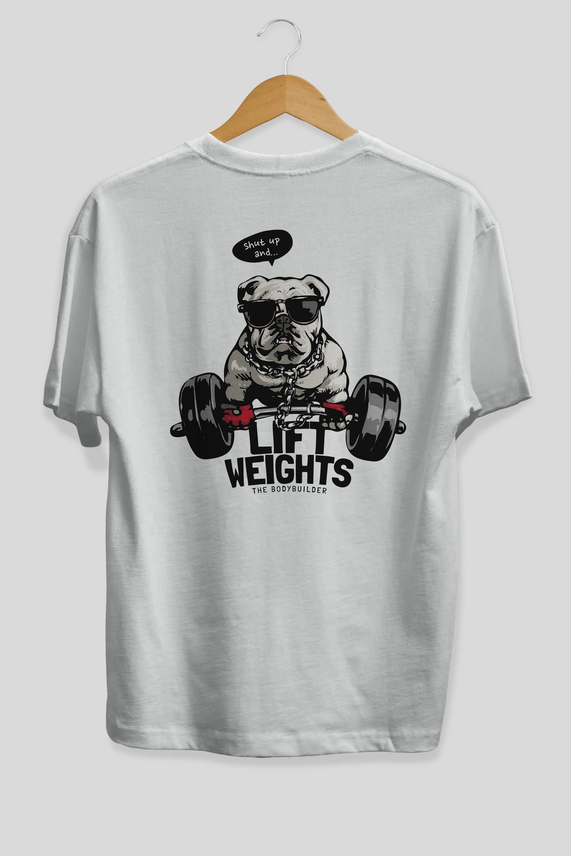 Teddy Bear Lift Weights Arka Baskılı Oversize t-shirt Erkek Kadın Unisex %100 Pamuk