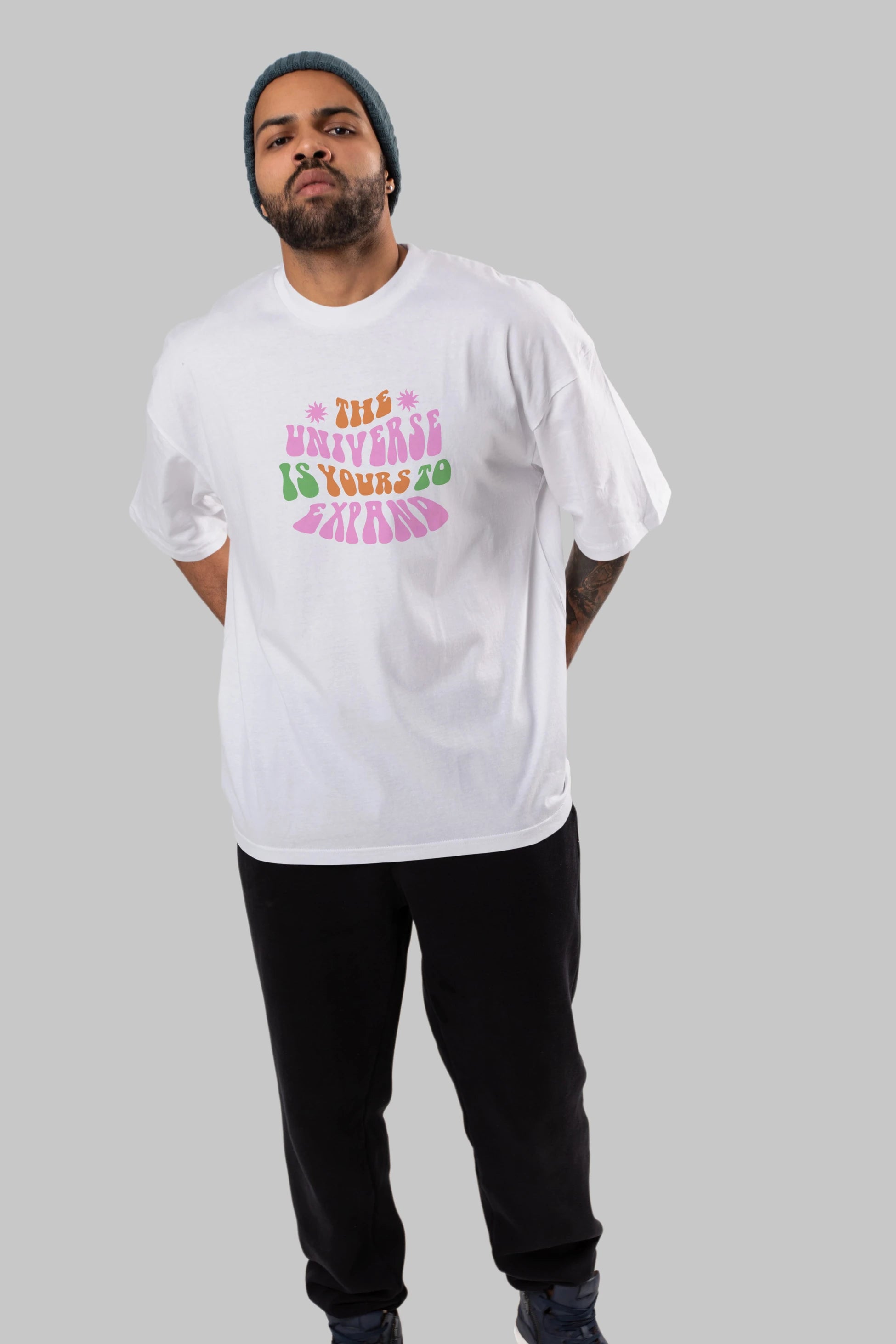 The Universe is Yours Yazılı Ön Baskılı Oversize t-shirt Erkek Kadın Unisex