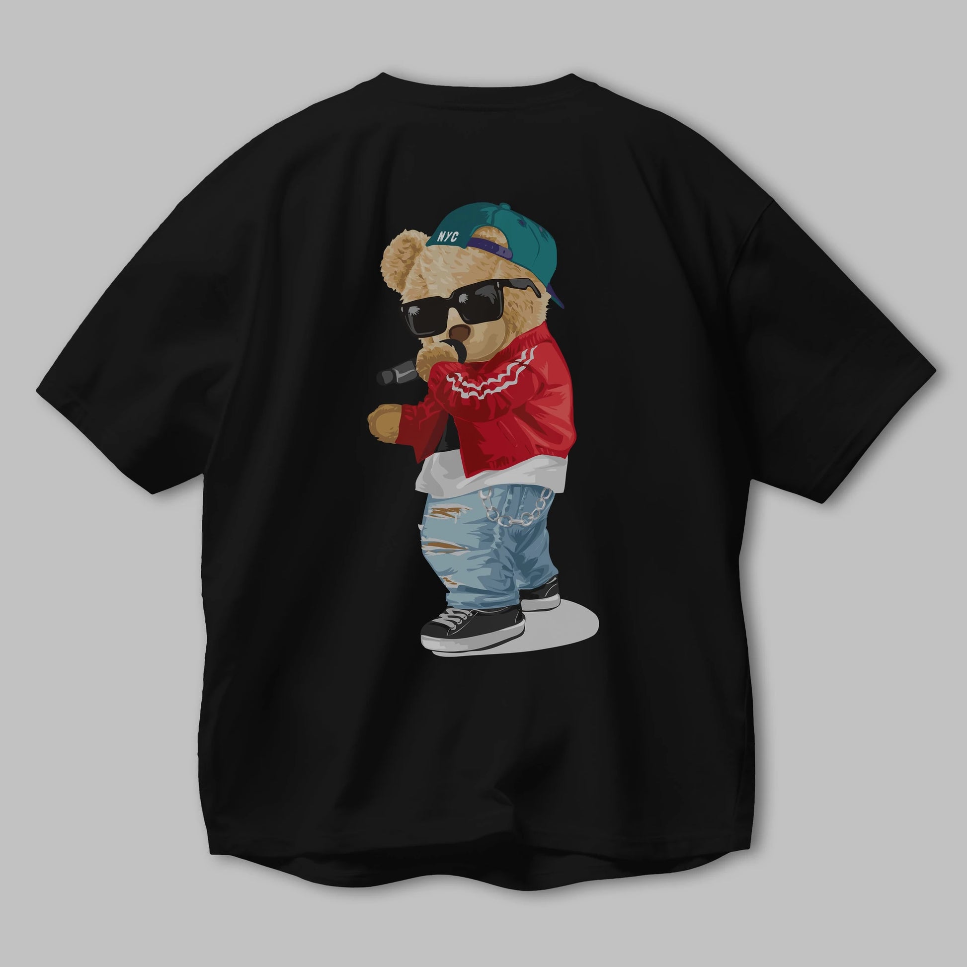 Teddy Bear Şarkıcı Arka Baskılı Oversize t-shirt Erkek Kadın Unisex %100 Pamuk