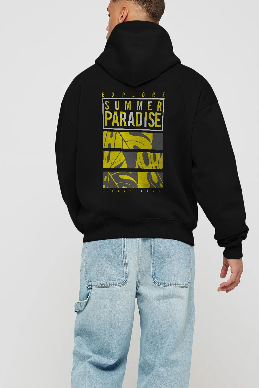 Summer Paradise Arka Baskılı Hoodie Oversize Kapüşonlu Sweatshirt Erkek Kadın Unisex