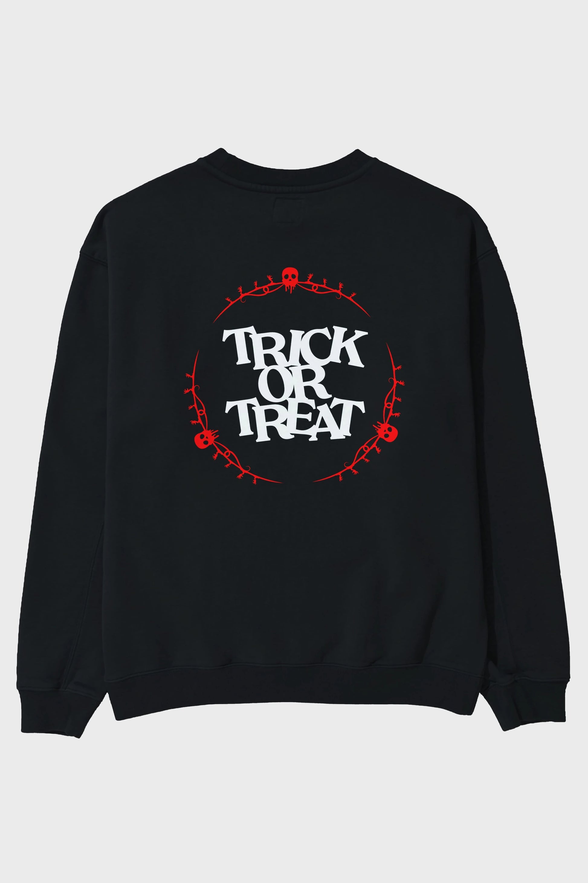 Trick or Treat Yazılı Arka Baskılı Oversize Sweatshirt Erkek Kadın Unisex