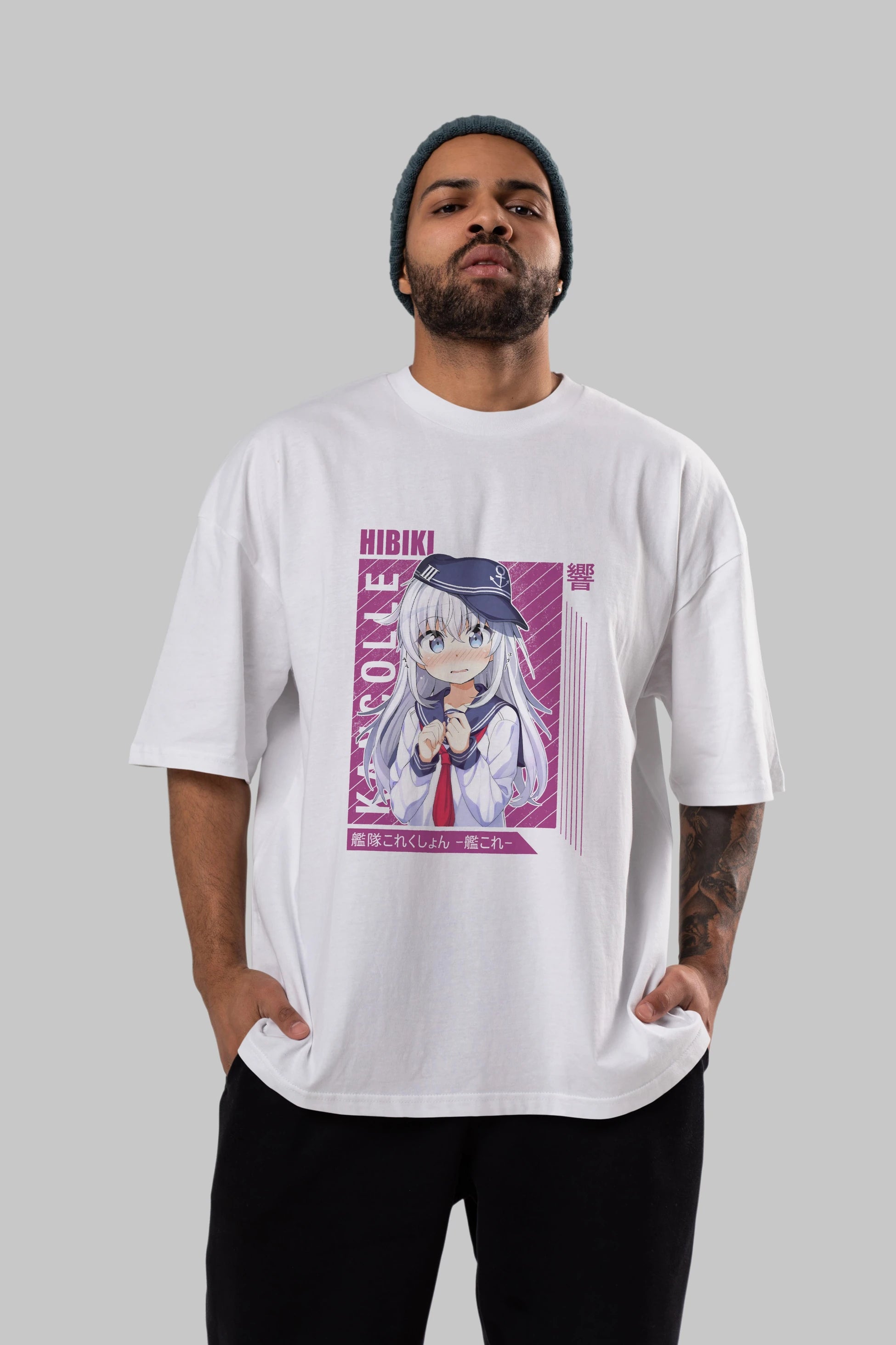 Hibiki 4 Anime Ön Baskılı Oversize t-shirt %100 pamuk Erkek Kadın Unisex