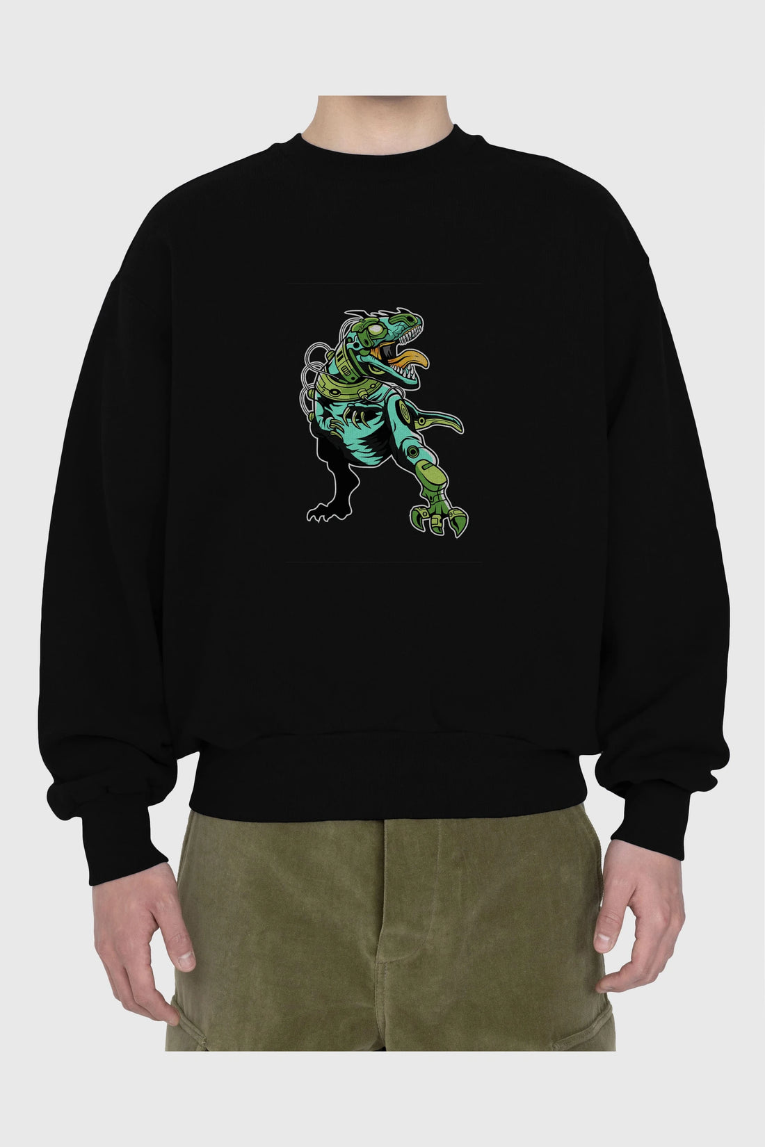 Trex Robot Ön Baskılı Oversize Sweatshirt Erkek Kadın Unisex