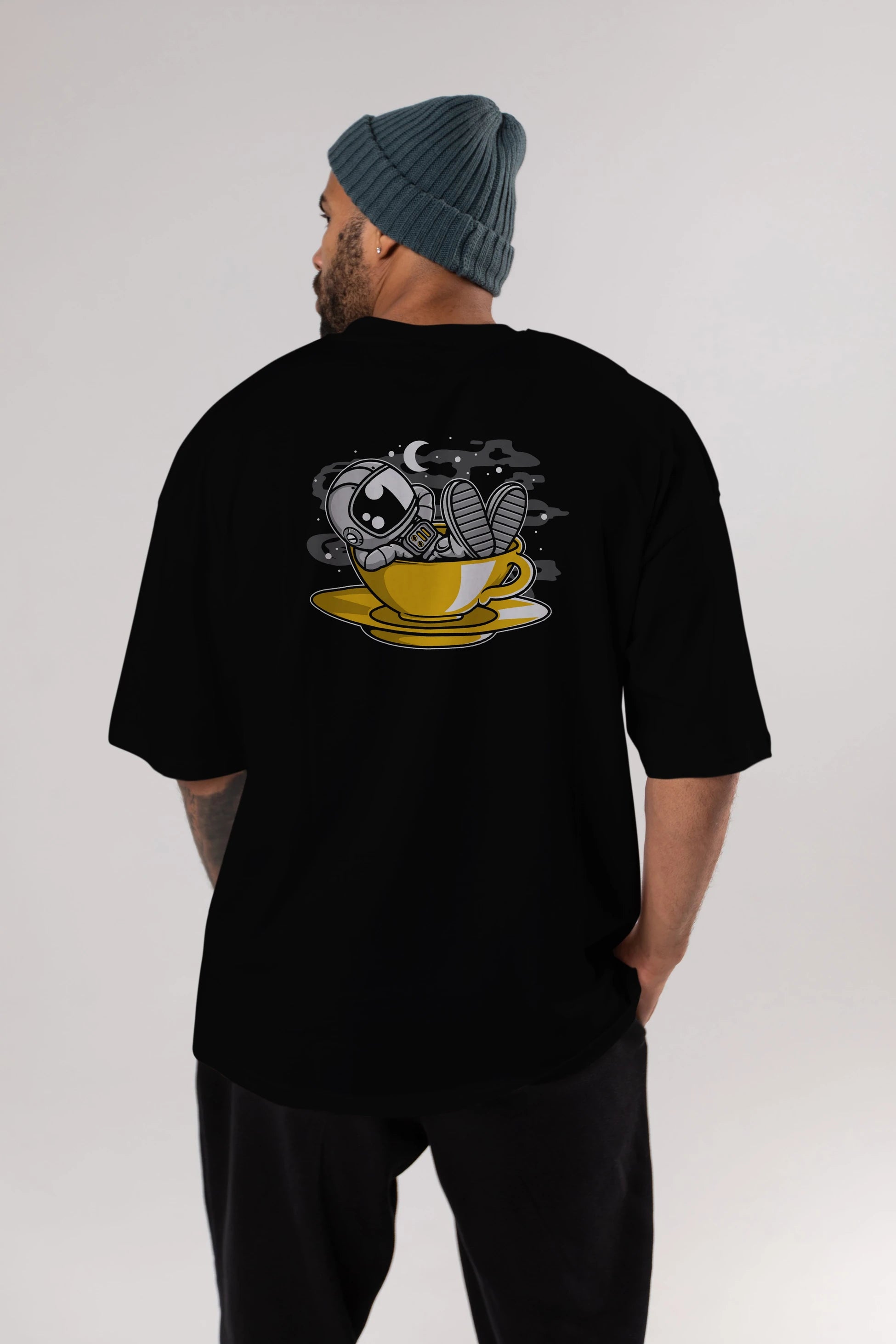 Astronaut Relax Arka Baskılı Oversize t-shirt Erkek Kadın Unisex