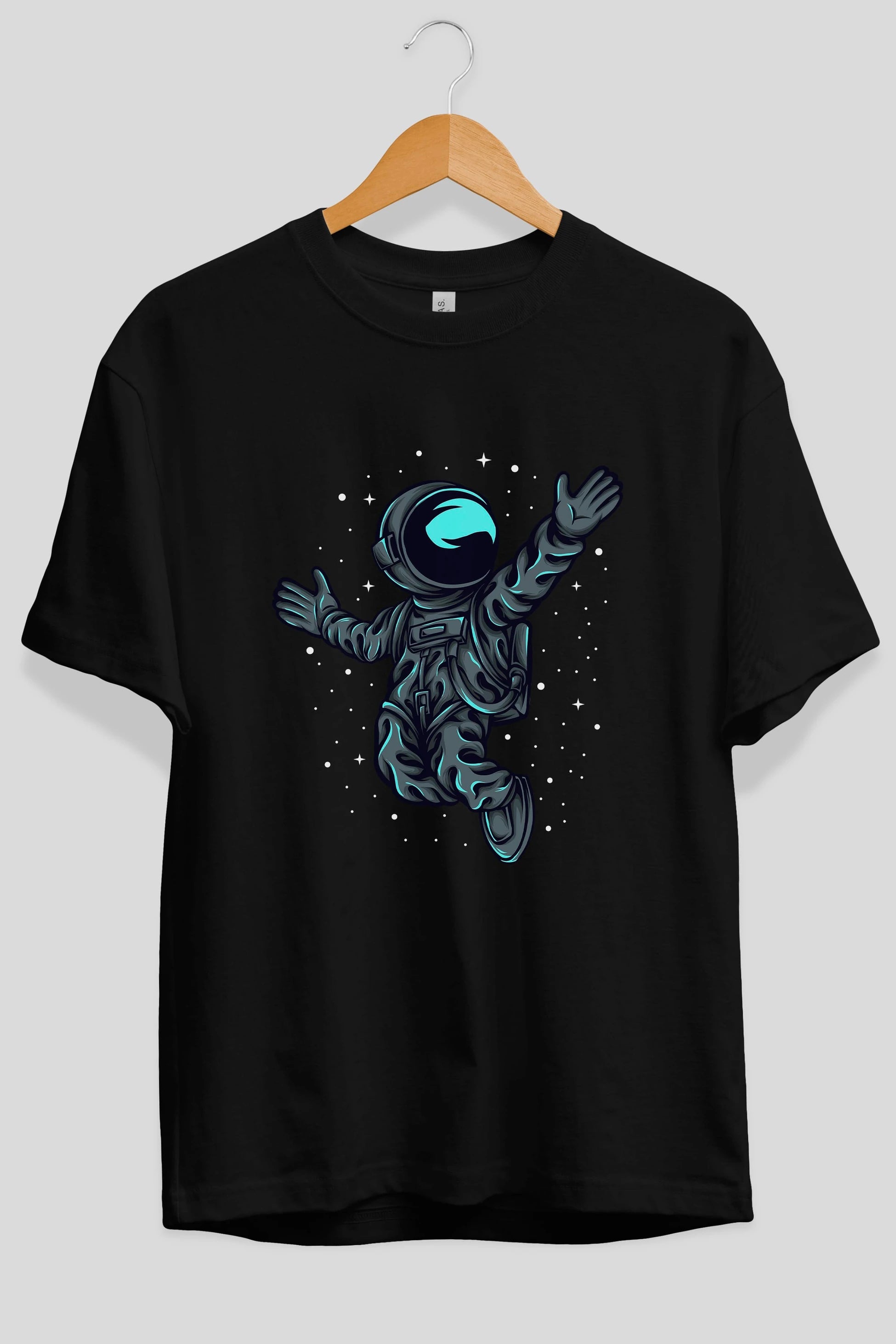Happy Astronaut Ön Baskılı Oversize t-shirt Erkek Kadın Unisex