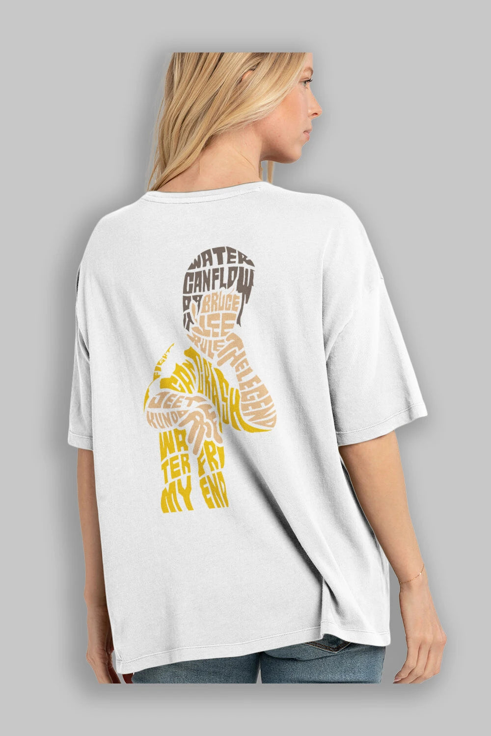 Bruce Lee Arka Baskılı Oversize t-shirt %100 pamuk Erkek Kadın Unisex