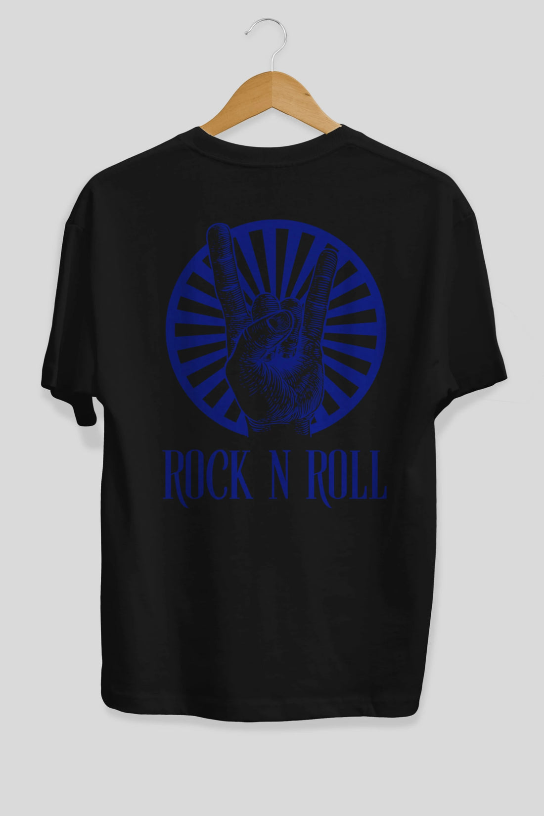 Rock N Roll Yazılı Arka Baskılı Oversize t-shirt Erkek Kadın Unisex