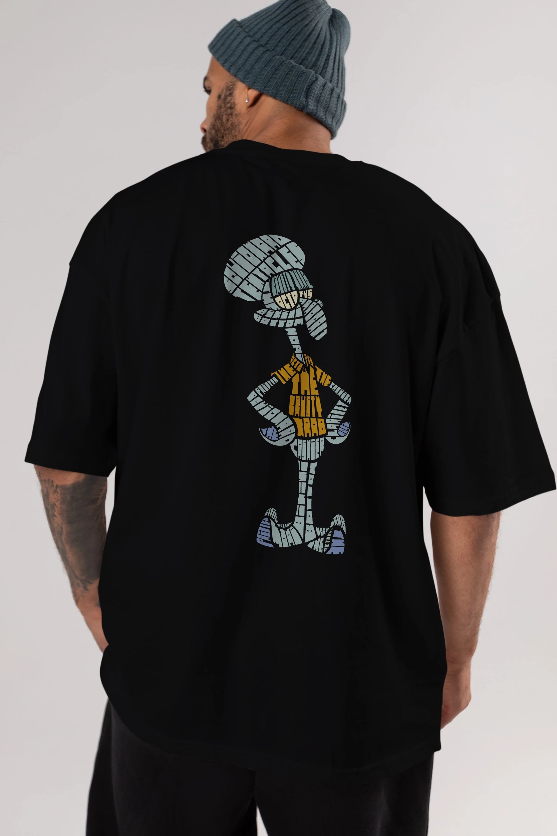Squidward Arka Baskılı Oversize t-shirt %100 pamuk Erkek Kadın Unisex