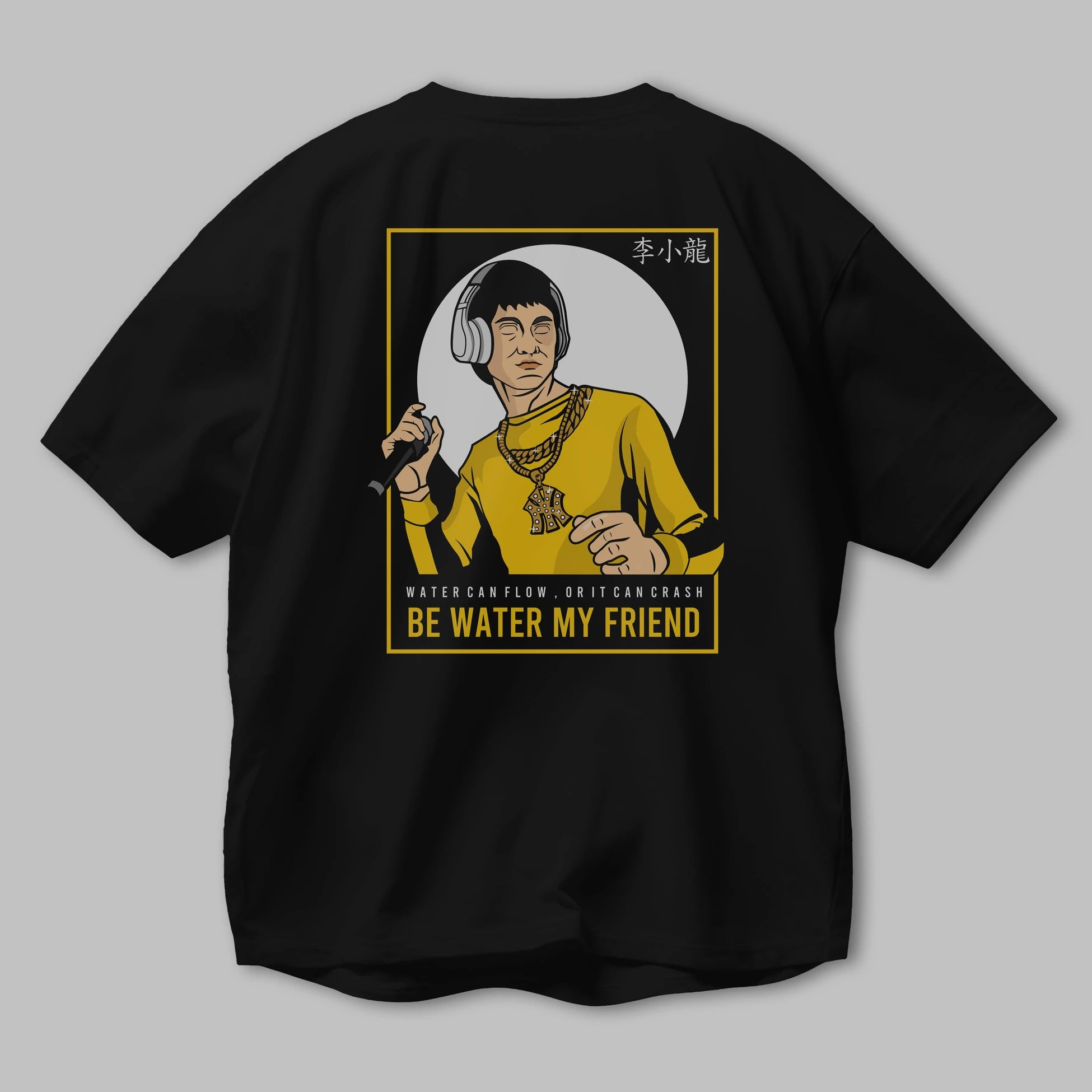 Bruce Lee Rapper Arka Baskılı Oversize t-shirt Erkek Kadın Unisex %100 Pamuk tişort